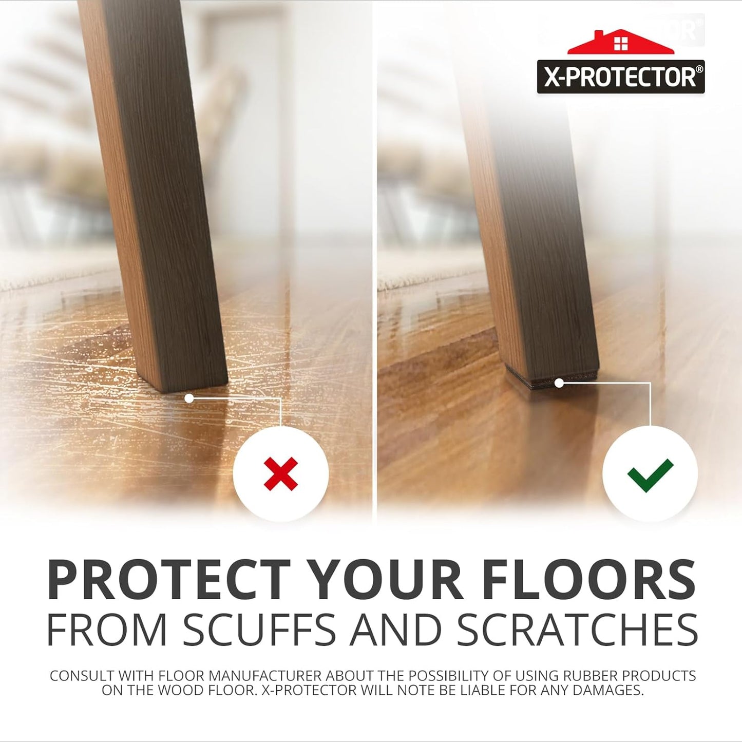 Non Slip Furniture Pads 8 pcs 1 1/4" X-Protector - Premium Furniture Grippers! Self-Adhesive Rubber Feet Furniture Feet - Ideal Non Skid Furniture Pad Floor Protectors - Keep Furniture in Place!