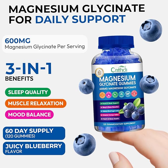 Magnesium Glycinate Gummies 600mg, Sugar Free Chewable Magnesium Gummies for Adults & Kids Relaxation, Bone Health, Stress Relief, Night Rest, No Melatonin, Gluten Free, Non GMO, Pectin, 240 Count