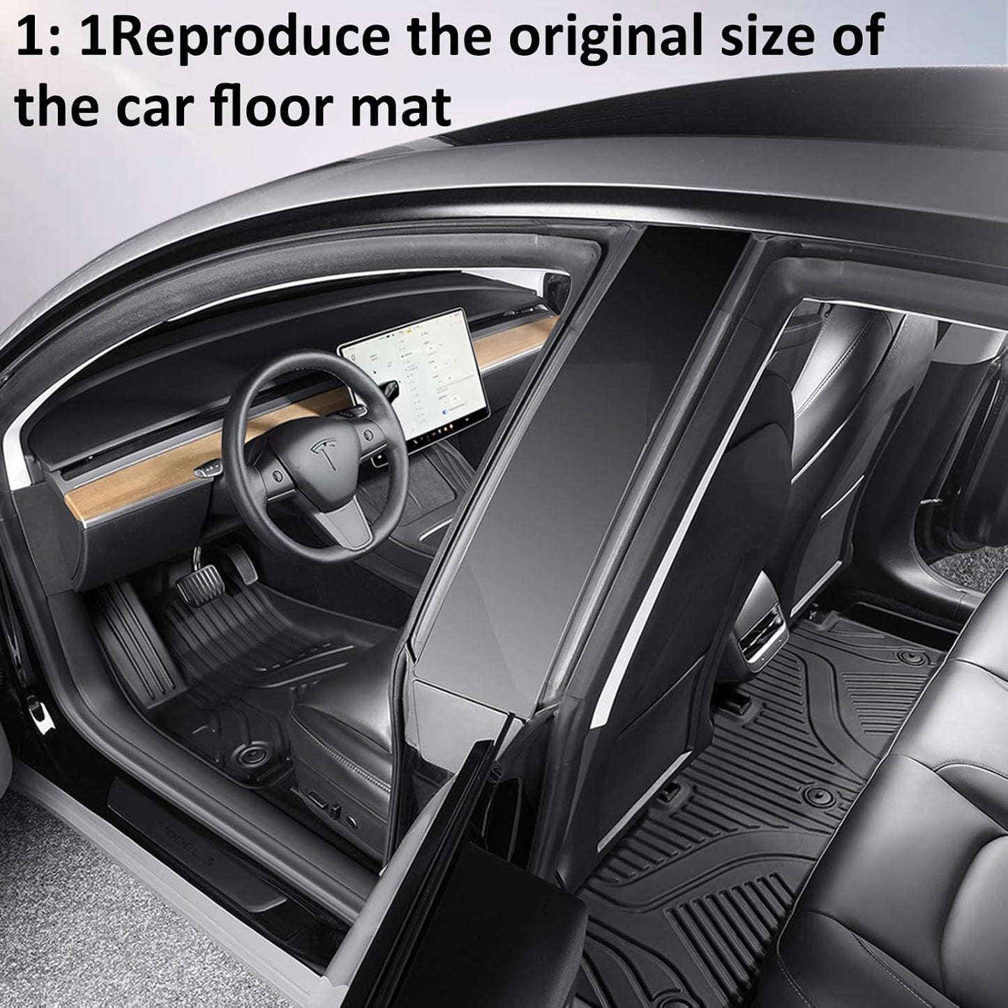 Car Foot Mats for Tesla Model 3P with 4 TPE Materials On The Front and Rear Rows Suitable for All Weather Conditions Suitable for Model 3P