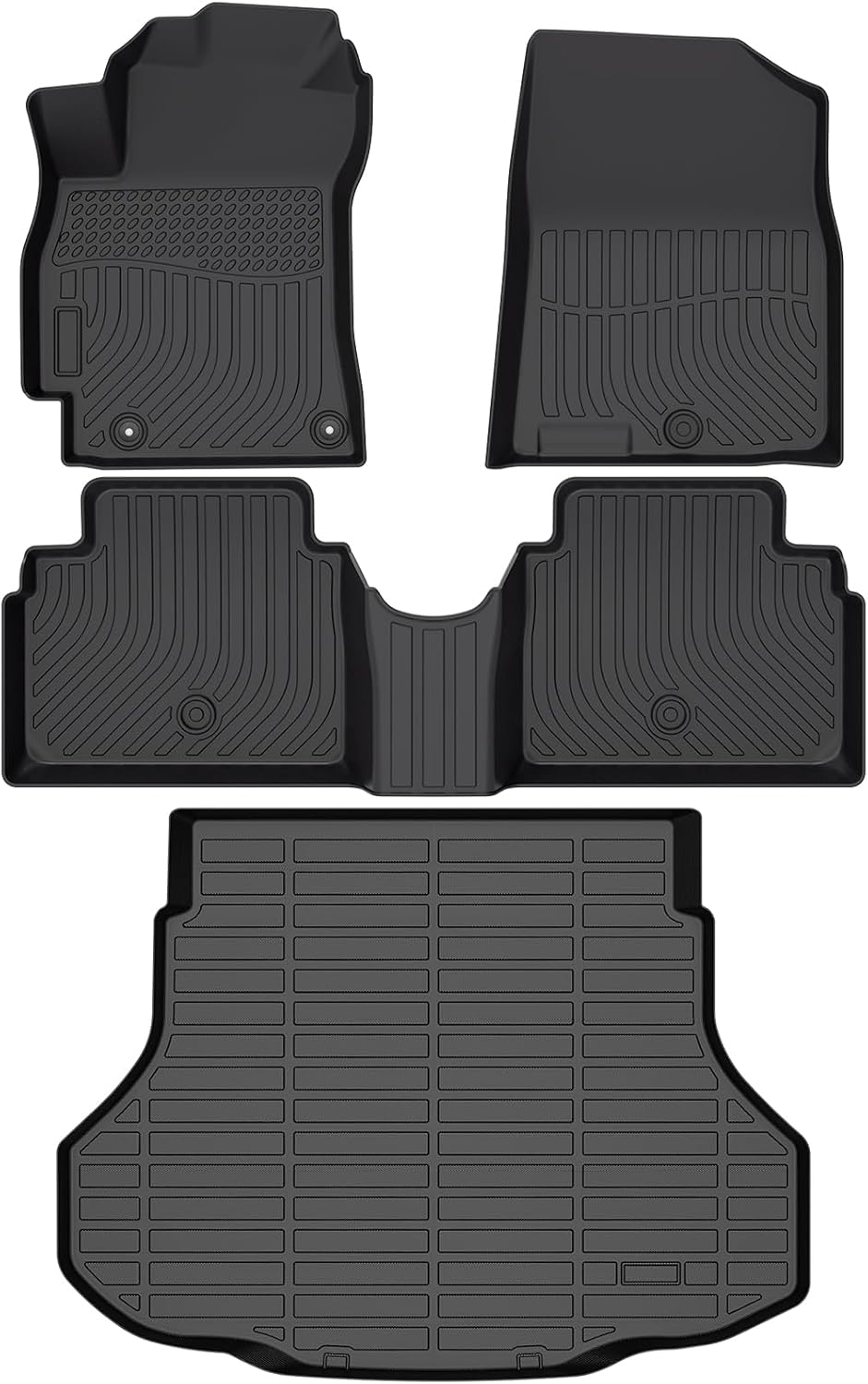Floor Mats & Cargo Liner Fit for Hyundai Elantra & Elantra N 2021-2024 2025(Not for Hybrid), All Weather Protection TPE Anti-Slip Car Full Set Floor Liners Hyundai Elantra Custom Accessories,Black