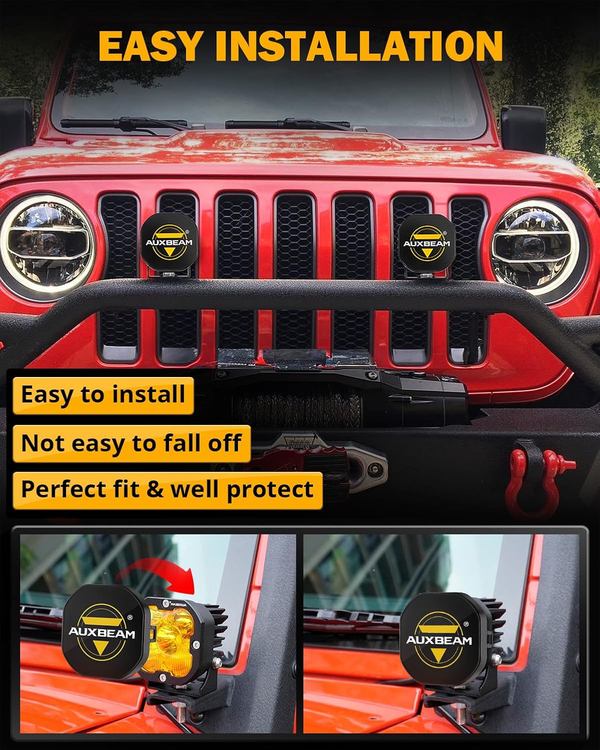 Auxbeam 3" LED Pod Light Covers, XP-Ultra Series PC Lens Offroad Protective Covers for Specific Light Model (No Compatible Color Play Series)