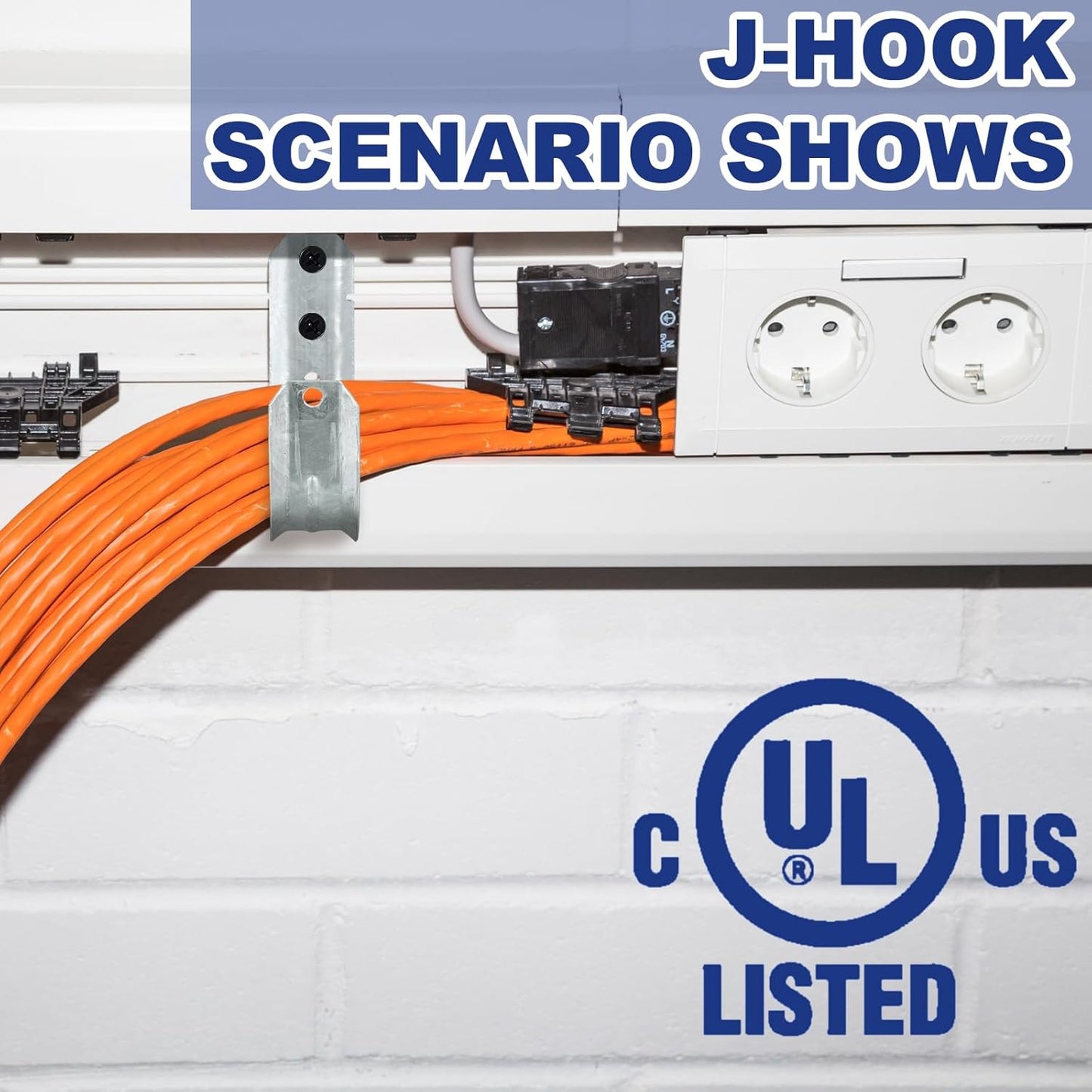 Gisafai 100 Cable Support J Hook, Cable Hooks for Hanging, Heavy Duty Metal Hooks for Wire Management, G60 Galvanized Steel (1/5-16 Inch)