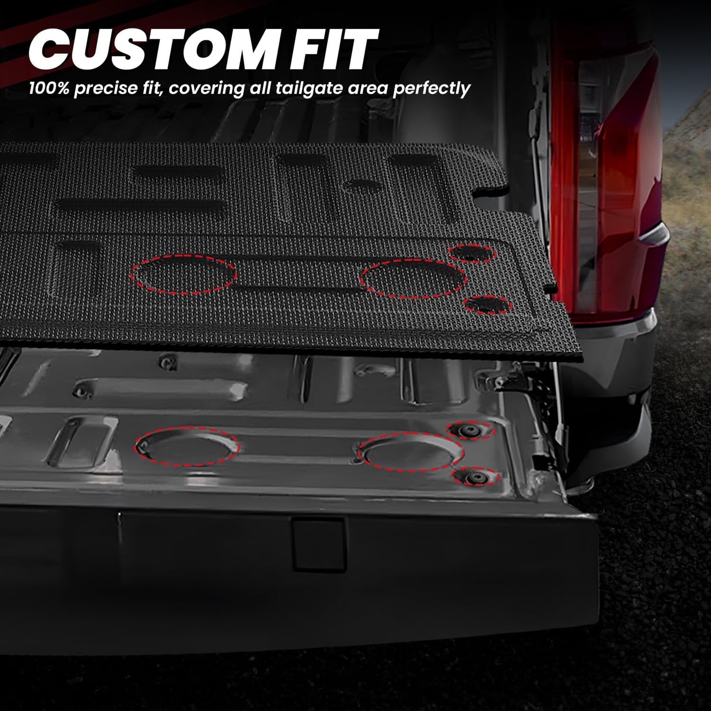 LASFIT Tailgate Mat for Ford F-150 2021-2025(Without Work Surface or Pro Access Tailgate) Truck Tailgate Liner All Weather Protector TPE Tailgate Cover, 1pc Black