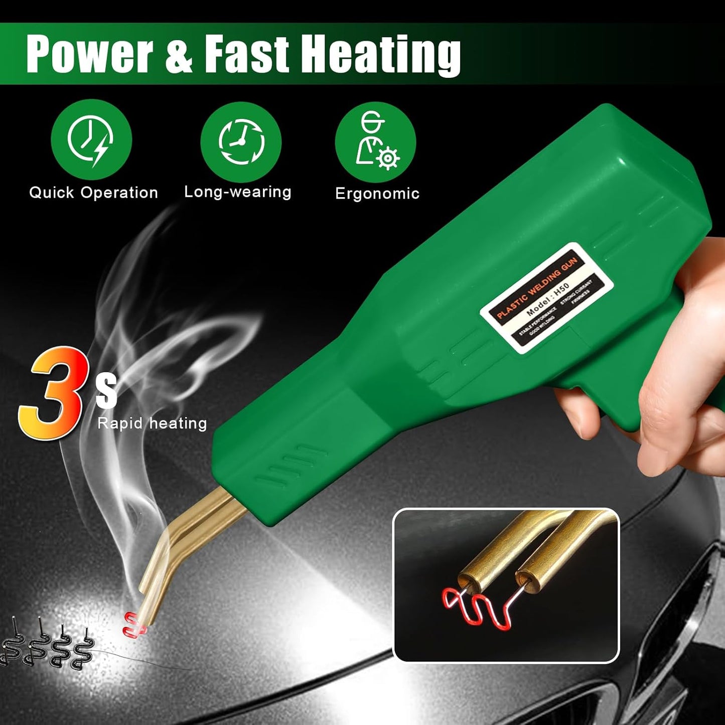 ATOLS Plastic Welder, 1000PCS Staples, Plastic Welding Kit, Hot Stapler Kit, Plastic Welder Gun Kit, Car Bumper Repair Kit, Plastic Repair Kit