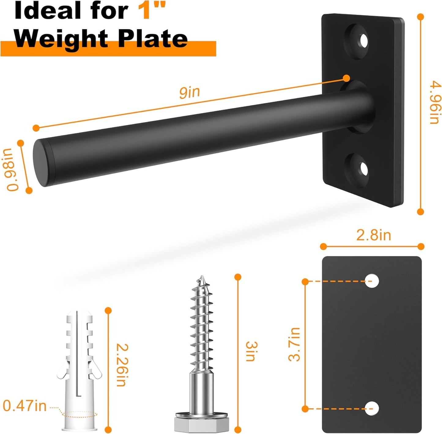 Weight Plate Holder, Wall Mounted Weight Rack Storage for Weight Plates, Home Gym Organizer