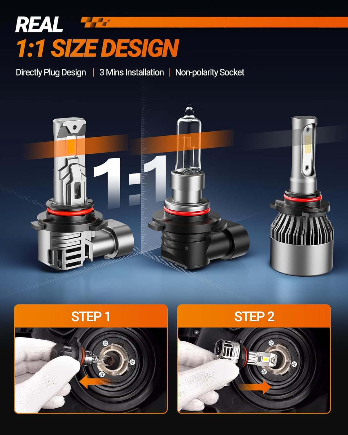 SEALIGHT 9006 Bulbs, 30000LM 6500K Fog Bulbs 1:1 Mini Size with Cooling Fan, HB4 for Powersports ATV/UTV, 3 Mins Plug-N-Play, Pack of 2