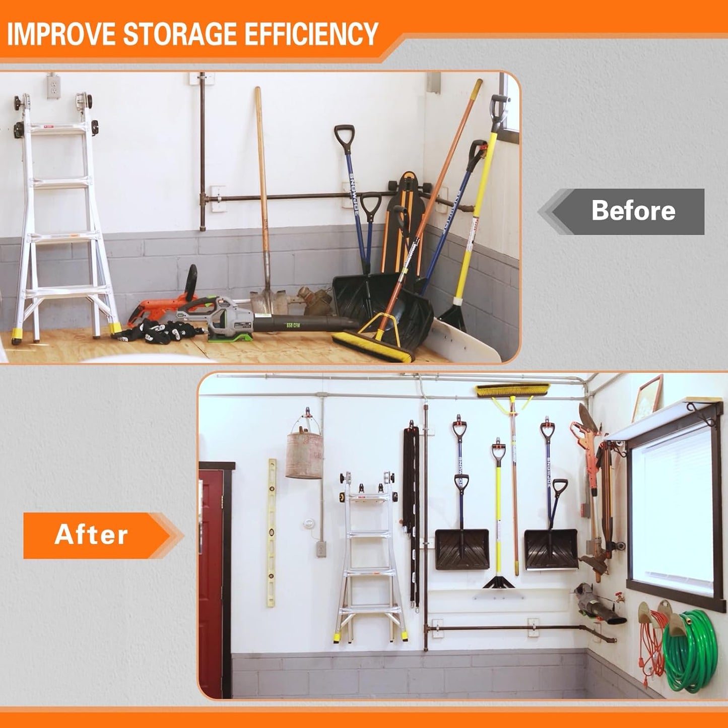 Heavy Duty Garage Hooks 6 Pack, 2.8 inch Small U Shaped Hanger, Wall Mounted Storage System, Power and Garden Tool Organizer, for Hanging Ladders, Hose, Bulk Items and More