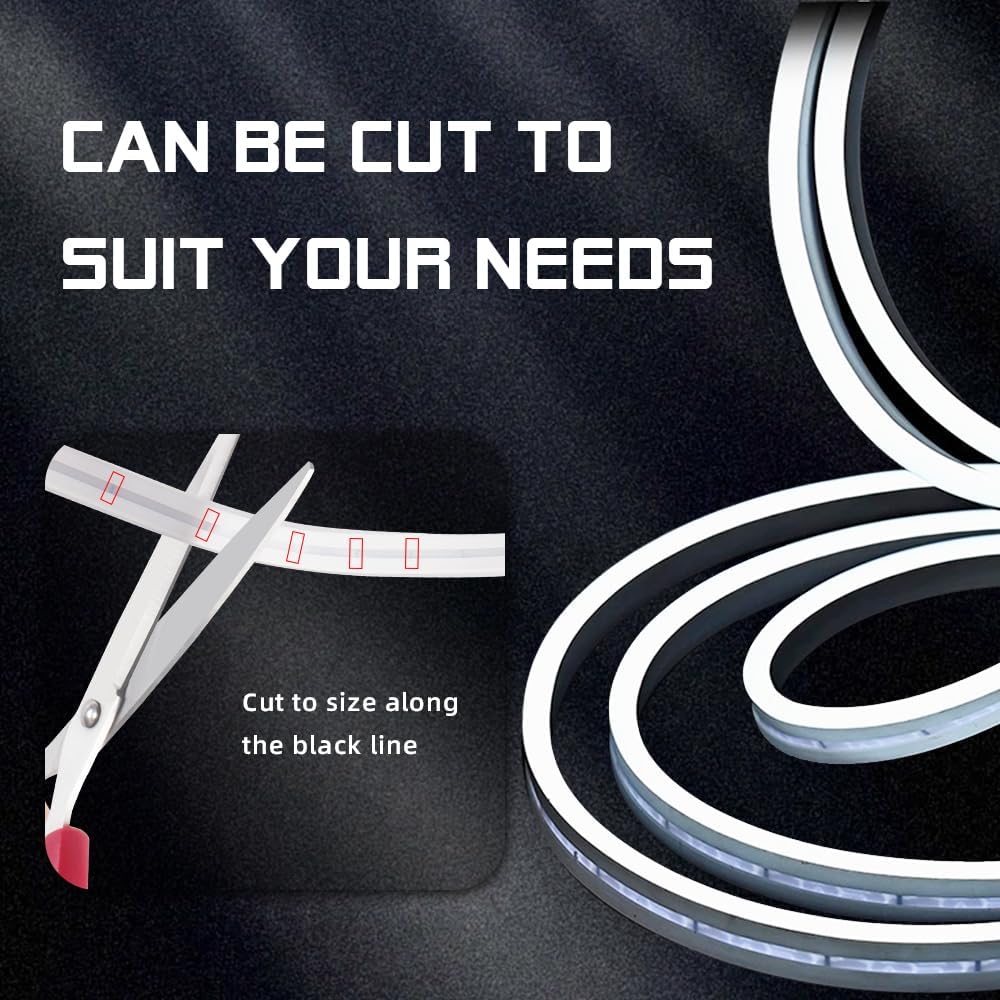 Car LED Strip Light For Trunk, 79Inch IP67 Silicone Waterproof Neon Light Strip Embedded, Flexible Cutting Universal Auto Interior Lights(White)