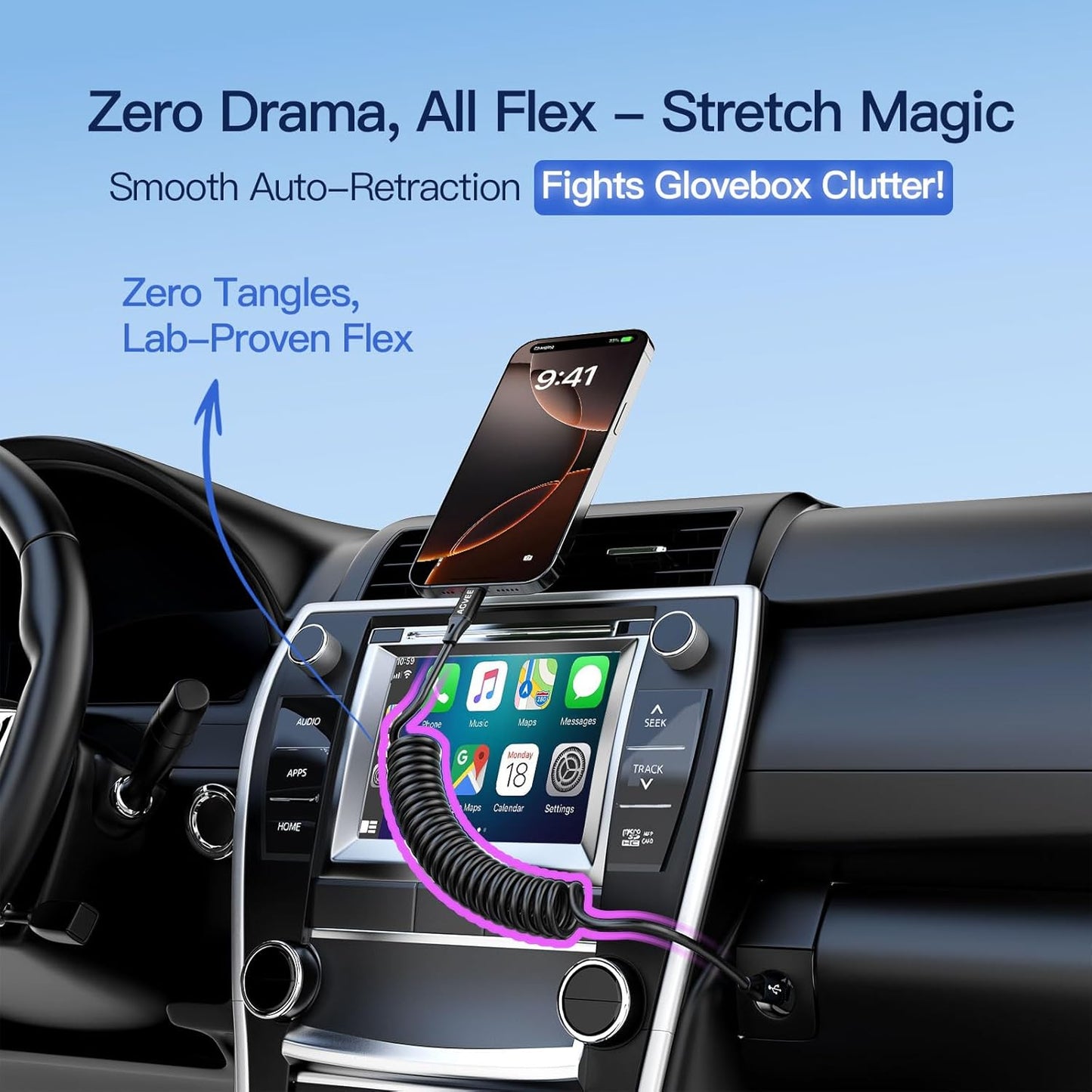 AGVEE 2 Pack 5ft Coiled Short USB-C to USB-C Charging Cable [USB-IF Certified] 60W PD Fast Charger Cord in Car for iPhone 16/15 CarPlay, Galaxy S25 S24 S23 S22 S21 S10 S9 S8, Google Pixel, Black