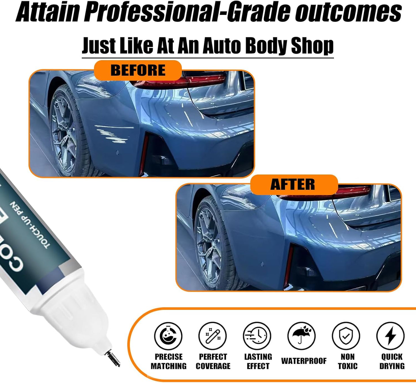 Arctic Race Blue Metallic(C4F) Touch Up Paint for BMW, Car Paint Pen Scratch Repair Two-In-One Touch Up Paint, Premium Car Scratch Remover for Deep Scratches