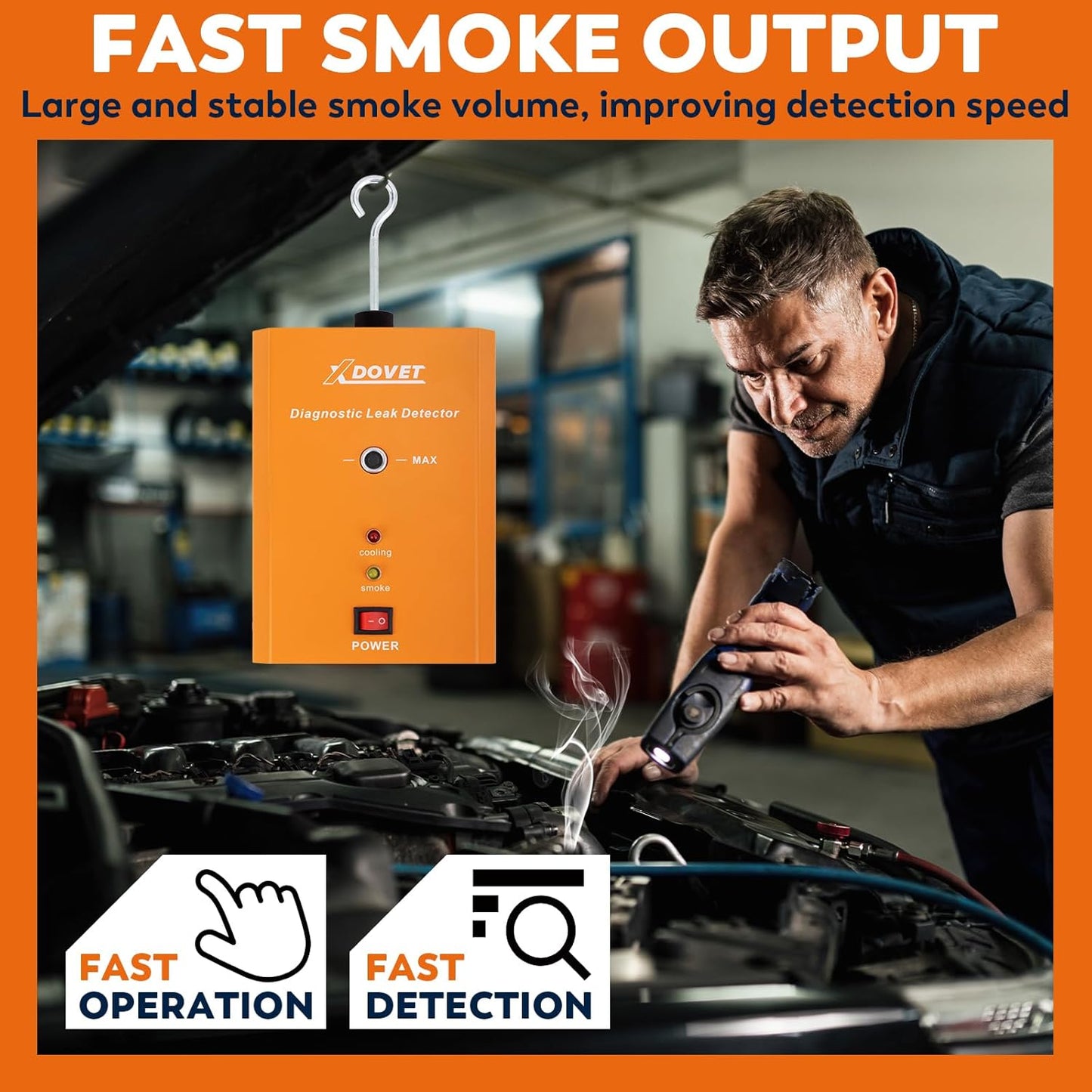 Smoke Machine Automotive with Built-in Air Pump, XDOVET KSD201 Professional Smoke Tester Automotive, Vehicle Leak Diagnostic Detector Tools Kit for Leaks Test in Vacuum, Fuel, and Other Cars System