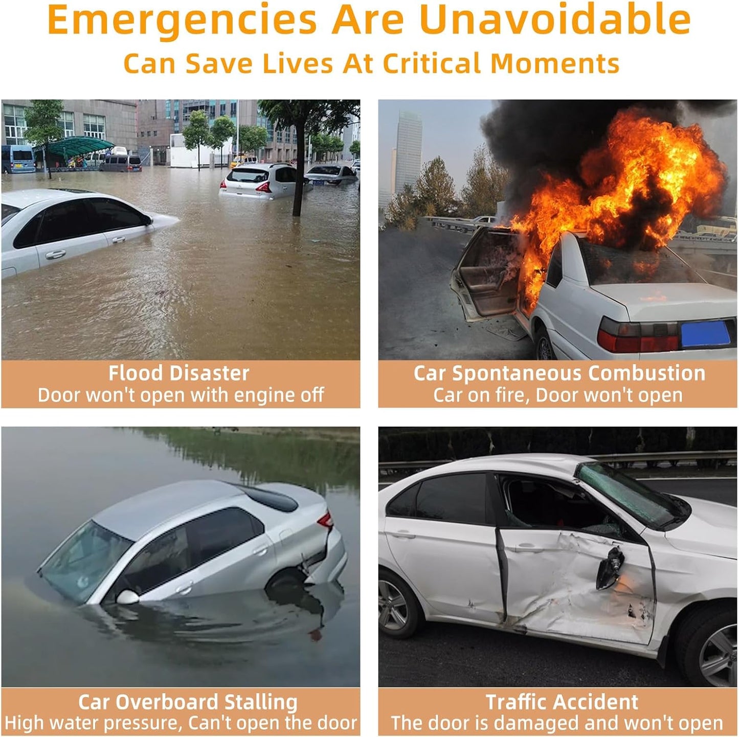 Allelic Car Window Breaker Tool, Window Breaker Seatbelt Cutter, Window Breaker, Glass Breaker, Spring Loaded Window Breaker for Land & Underwater (Blue)