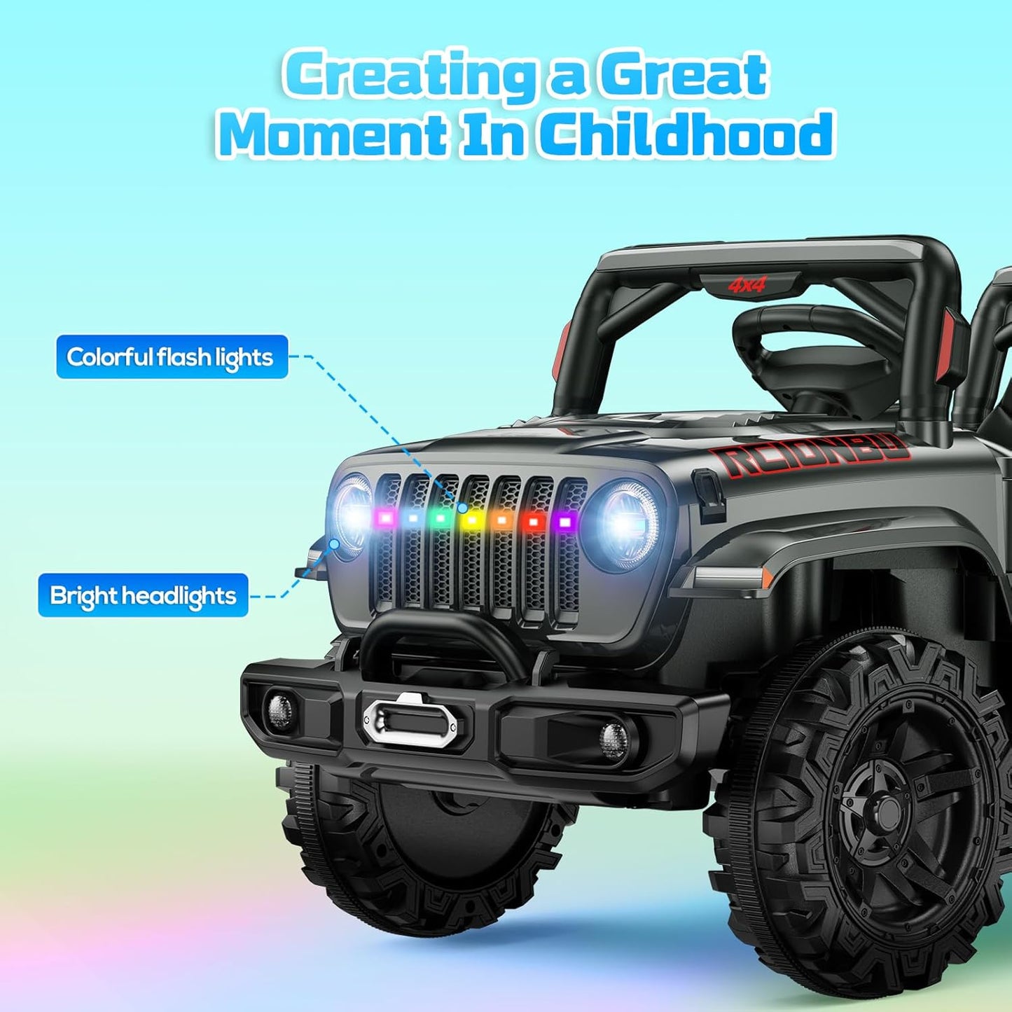 SEALIGHT 12V Kids Ride On Car Truck w/Parent Remote Control, Children Ride On Toy Toddler Electric Vehicle with Double Doors/Safety Belt/LED Lights/Music Player/Bluetooth