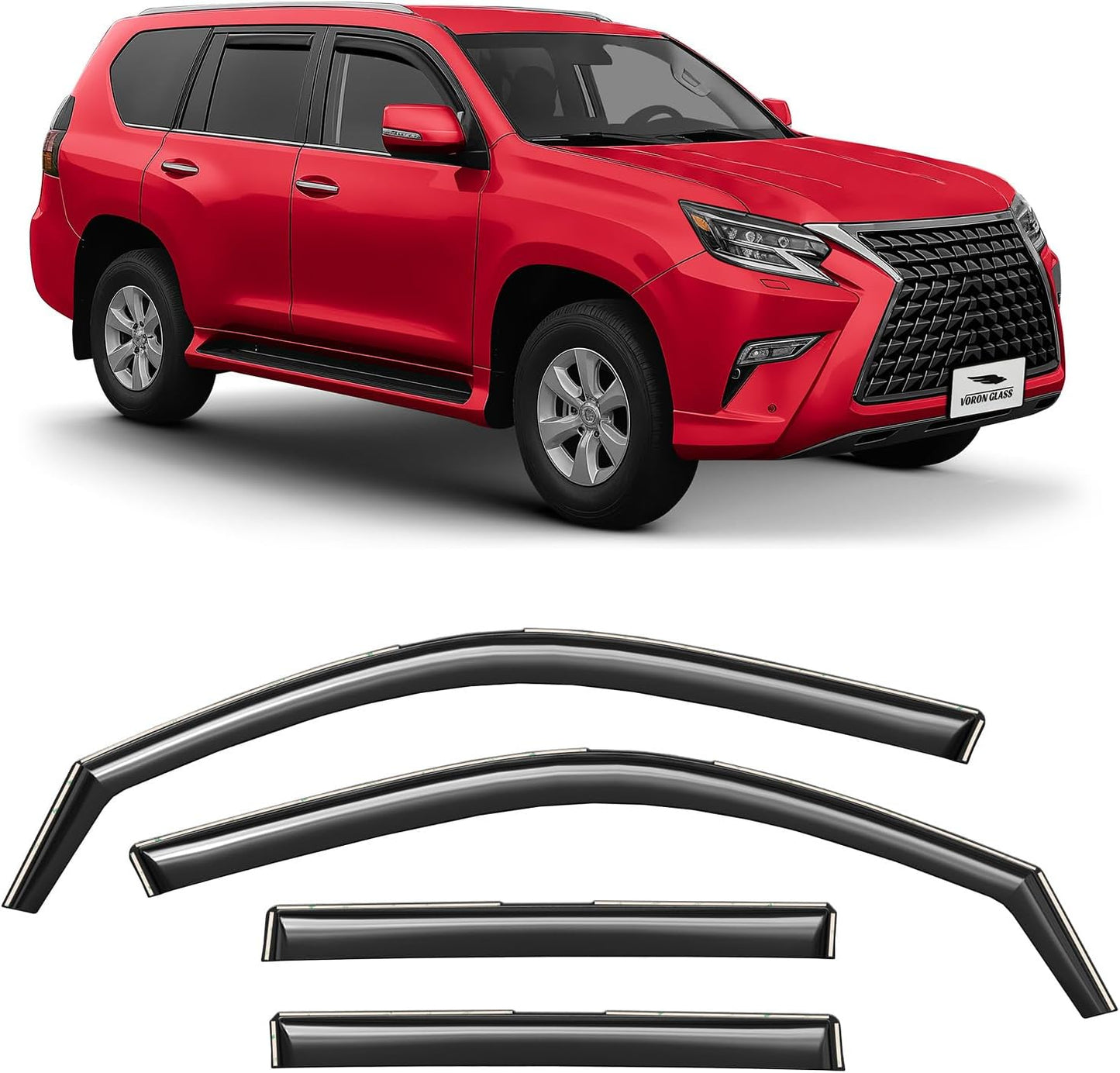 Voron Glass in-Channel Extra Durable Rain Guards for Lexus GX 2010-2023, Window Deflectors, Vent Window Visors, 4 Pieces - 200828