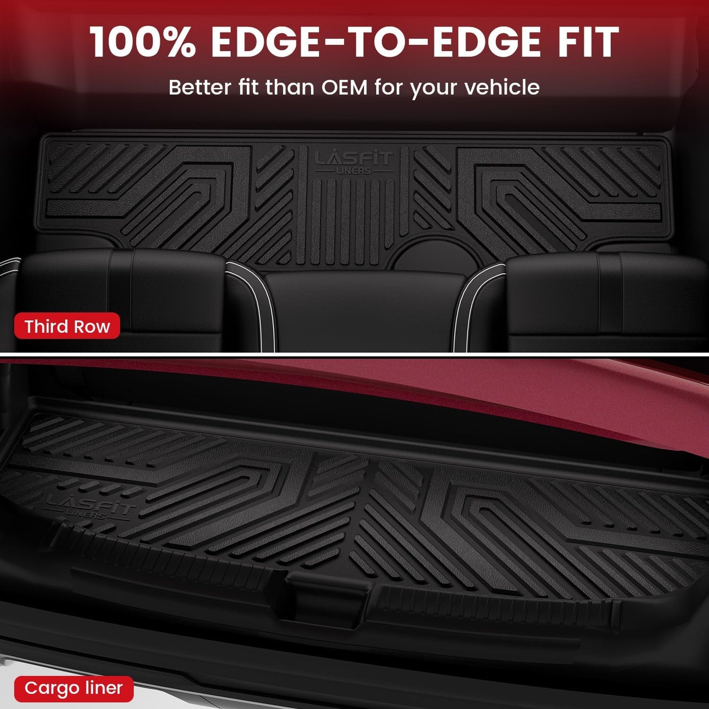 LASFIT Floor Mats & Cargo Liner 2015-2020 & Only 7/8 Seats (Not for 9 Seats) for Chevrolet Chevy Tahoe/GMC Yukon(Only Yukon, Not Fit Yukon XL)/Cadillac Escalade(Only Escalade, Not Fit Escalade ESV)
