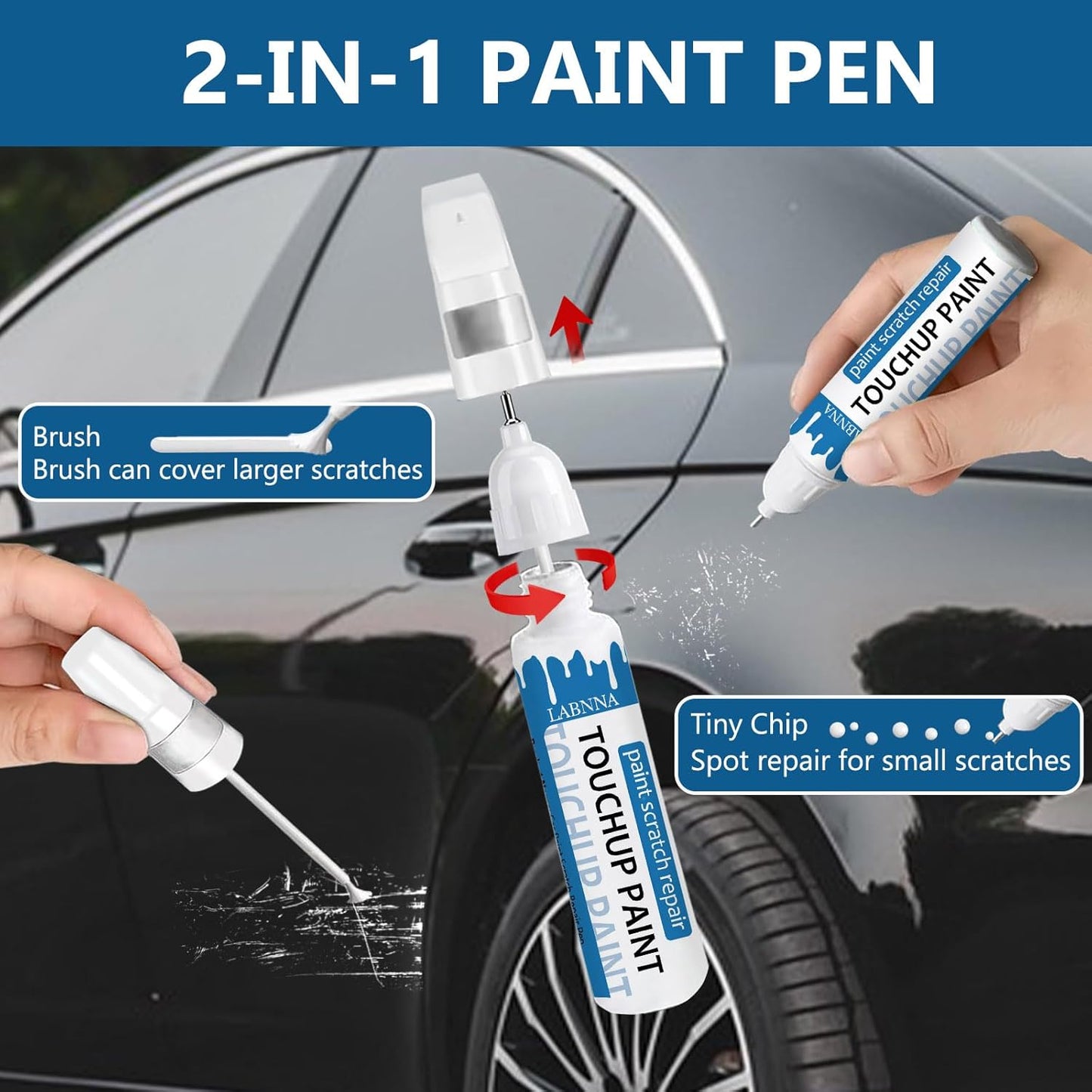 Brooklyn Gray Metallic (C4P) Touch Up Paint for BMW-Exact Match 2 in 1 touchup Paint Pen for Chips and Nicks Repair Car Paint Scratch Repair Kit