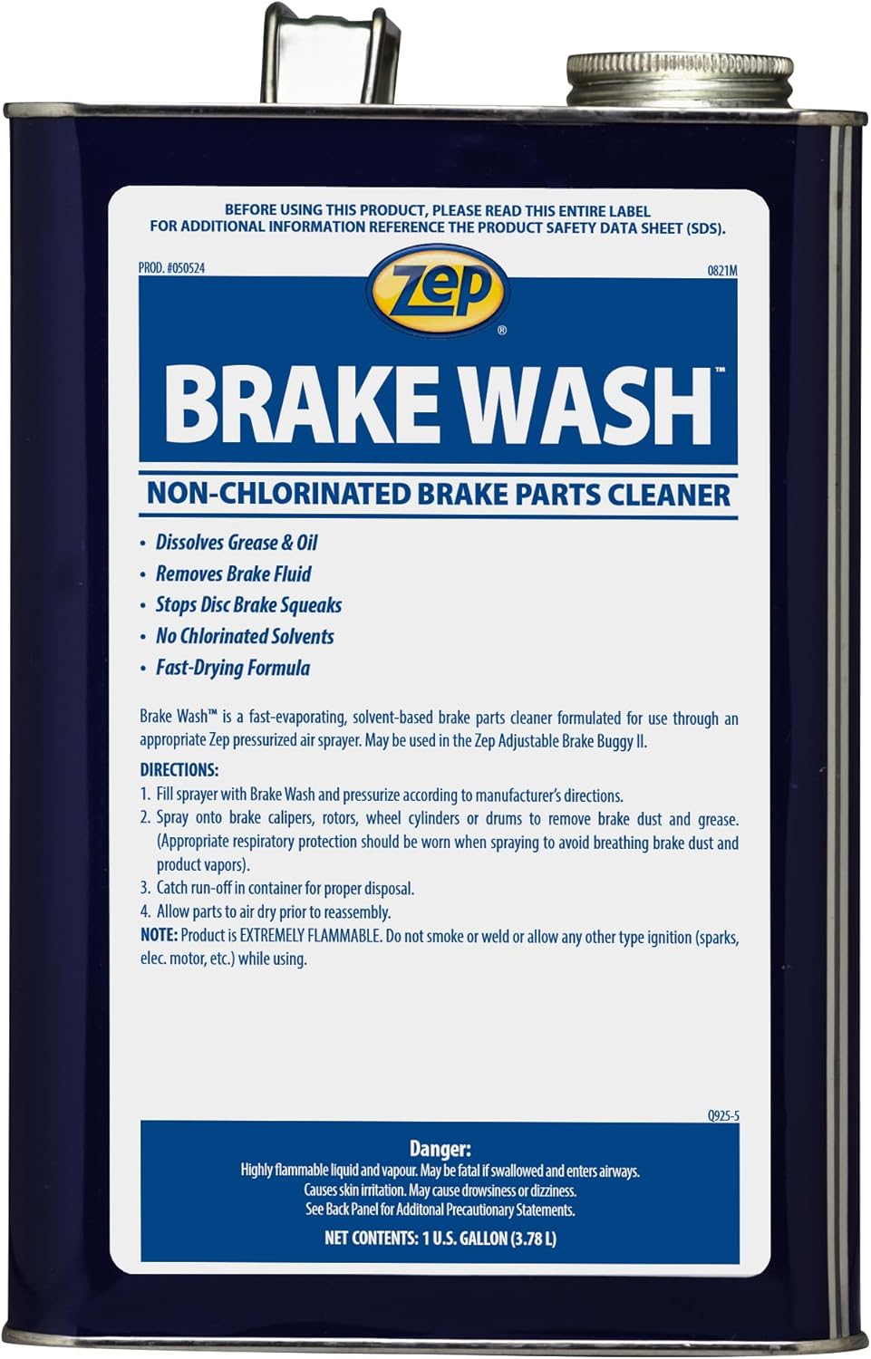 Zep Brake Wash Liquid Non-Chlorinated Parts Cleaner - 1 Gallon (Case of 4) 50524 - Fast-Acting, Non-chlorinated, Solvent Degreaser