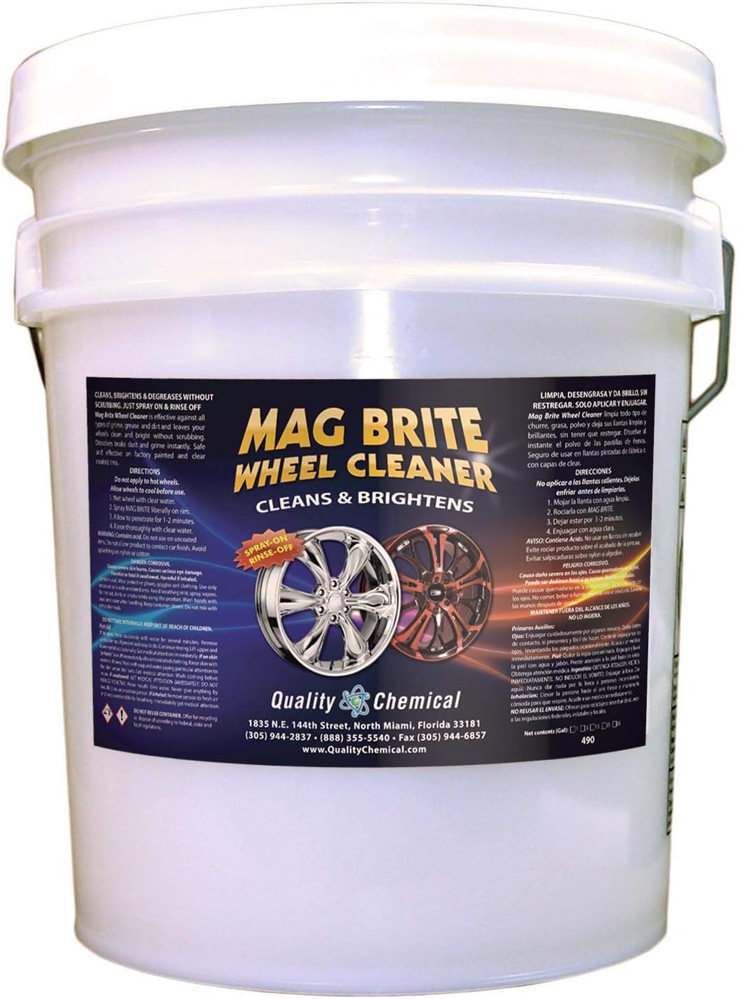 Quality Chemical Mag Brite/Acid Wheel and Rim Cleaner/Wheel and Tire Cleaner - Formulated to Safely Remove Brake Dust and Heavy Road Film - Best Car Wheel Cleaner for Rims Cleaner - 5 Gallon Pail