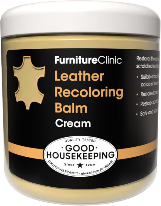 The Original Leather Recoloring Balm by Furniture Clinic - Cream Leather Dye for Furniture, Couches & Car Seats - Restore Scratched, Faded, & Damaged Surfaces
