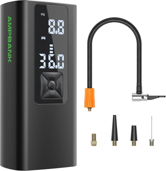 AT003 Tire Inflator Portable Air Compressor, Auto Air Pump for Car Tires, Tire Inflator 150PSI with 6000mAh Battery, Pressure Gauge & LED Screen, Air Compressor for Car, Motorcycle, Bike, Ball