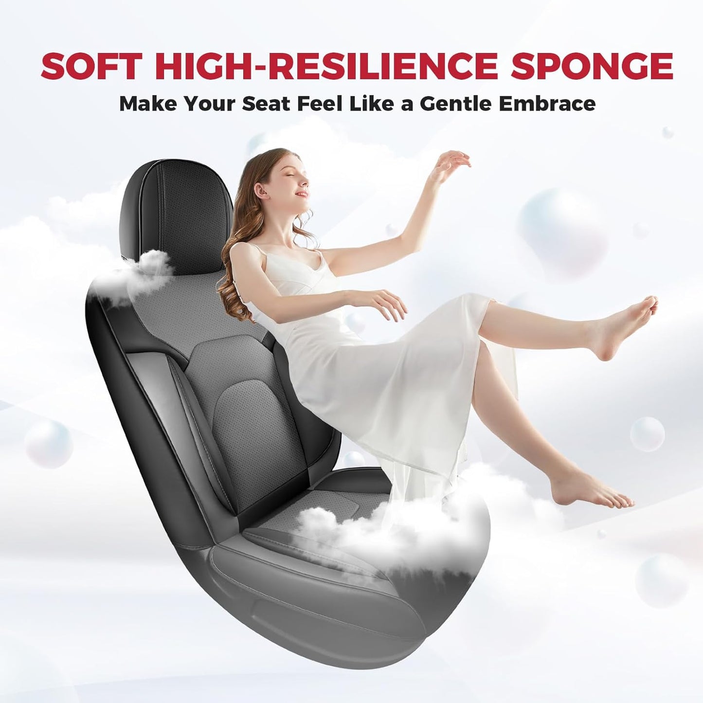 FREESOO Car Seat Covers Full Set,Waterproof Automotive Seat Covers, Leather Cars Interior Covers, Seats Protection Universal fit Babies & Adult (Black Grey)