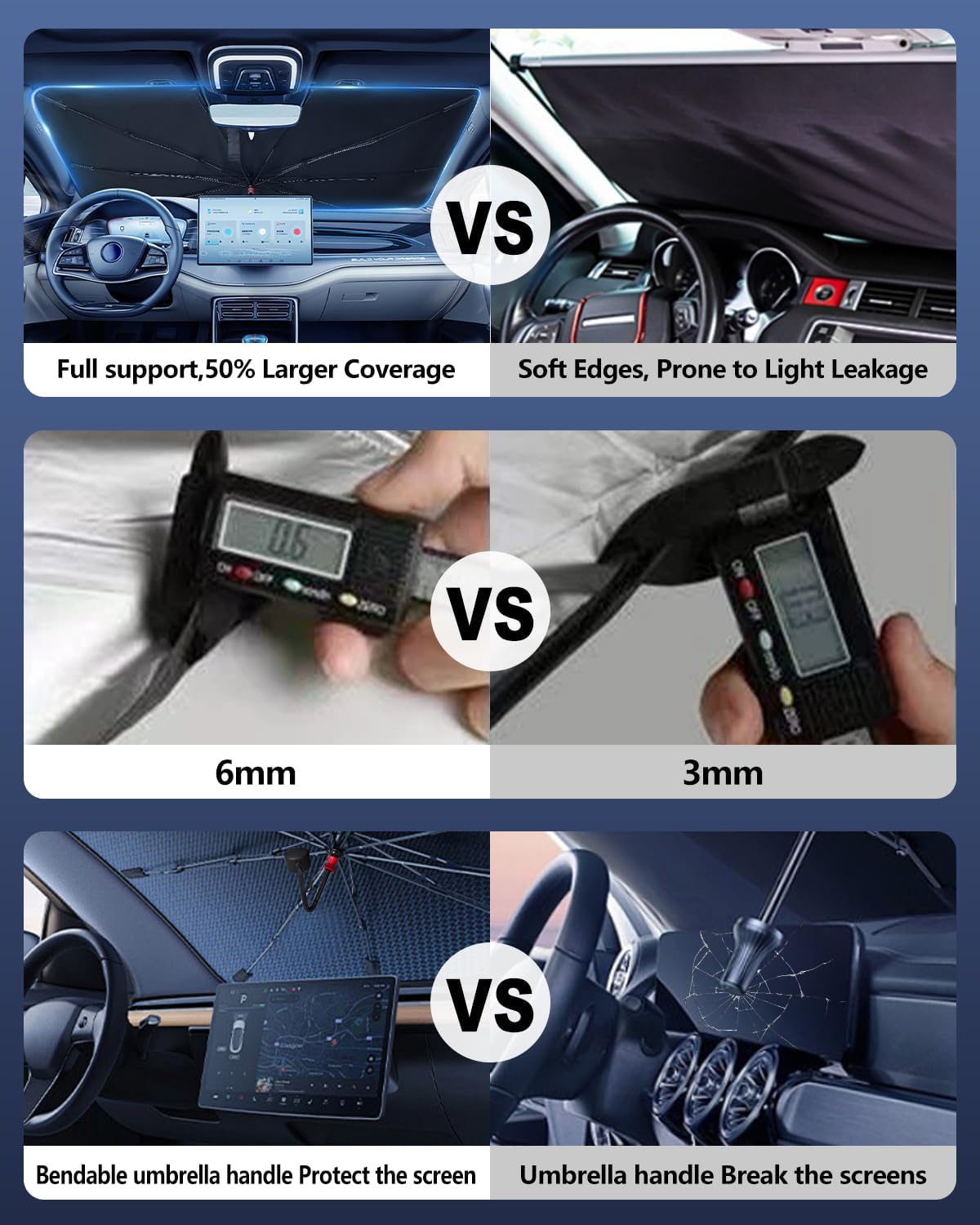 Car Windshield Sun Shade-Sun Ray Reflective Front Window Cover,Foldable Car Sunshade Windshield Umbrella with Bendable Handle for Heat and Sun Protection,Easy to Install for Cars,SUVs,Trucks and Vans