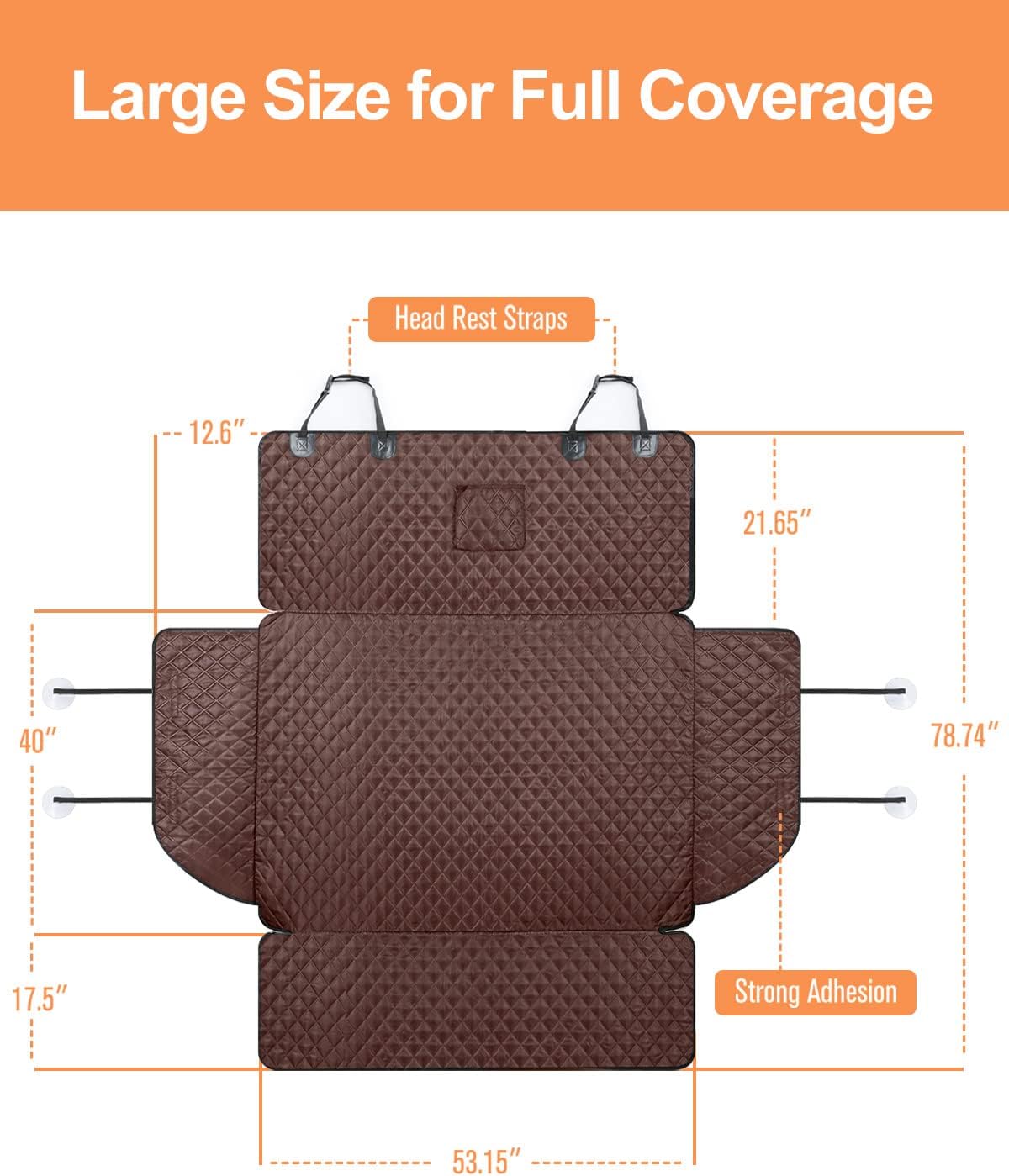 PETICON SUV Cargo Liner for Dogs, Waterproof Pet Cargo Cover Dog Seat Mat for SUVs Sedans Vans with Bumper Flap Protector, Non-Slip, Large Size Universal Fit, Brown