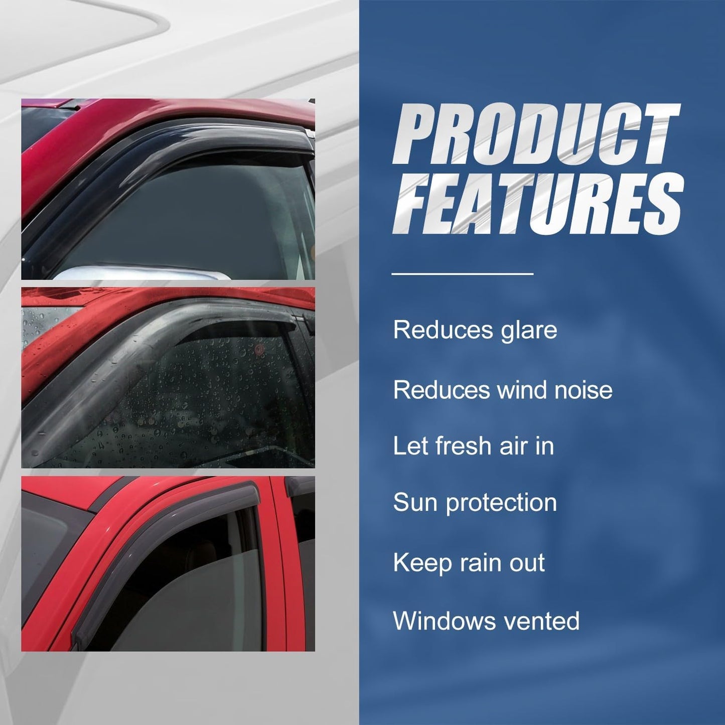 Auto Dynasty 4Pcs Carbon Fiber Pattern Window Visors Compatible with 2008-2013 Jeep Liberty, Tape-On Front & Rear Window Deflectors, Glossy Dark Smoke