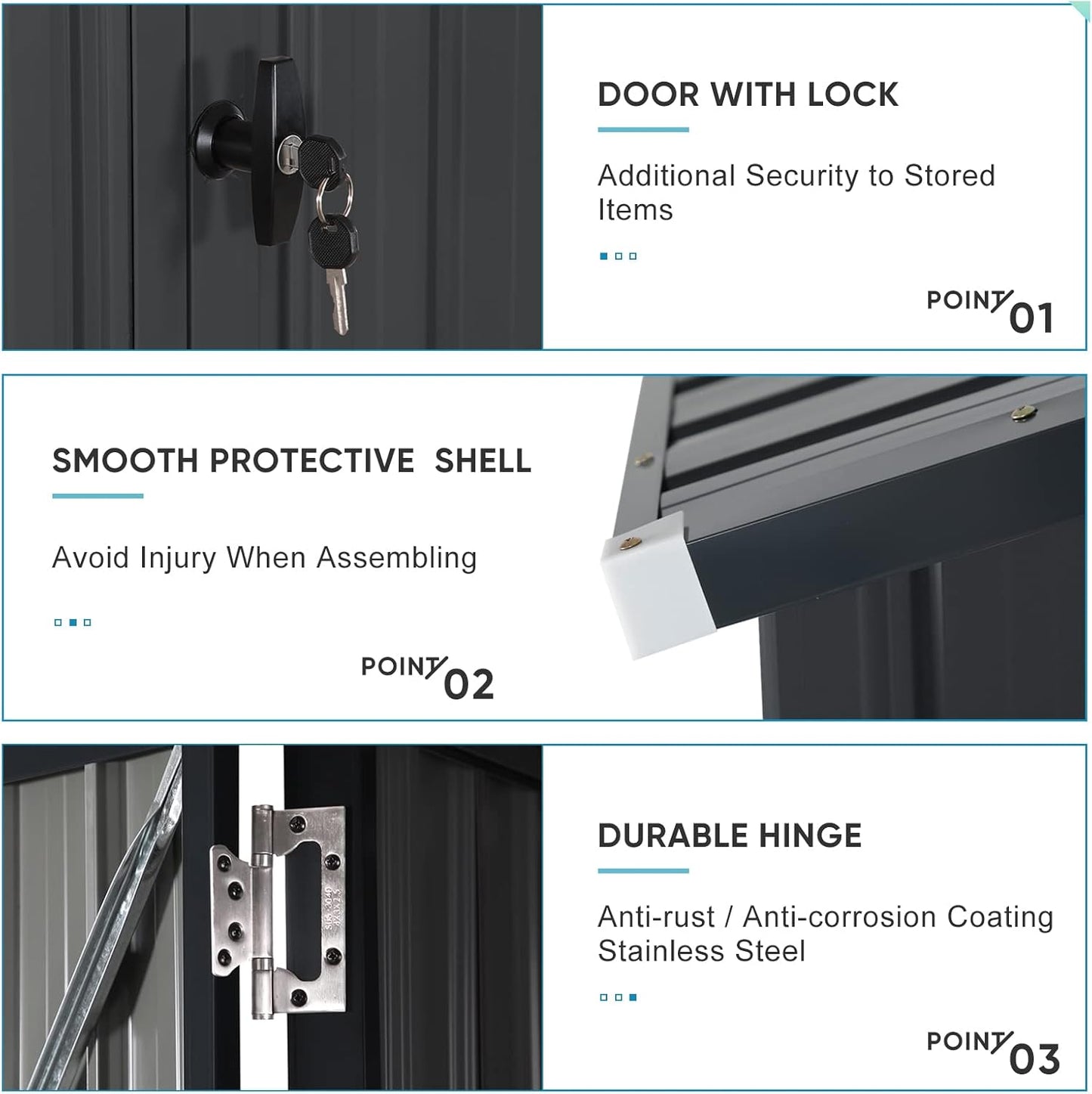 Verano Garden 8x6FT Outdoor Storage Shed, Galvanized Steel Metal Garden Shed with Large Window, Lockable Double Door, Outdoor Tool Shed for Backyard, Patio, Lawn(96.65"x71.85"x77.56")