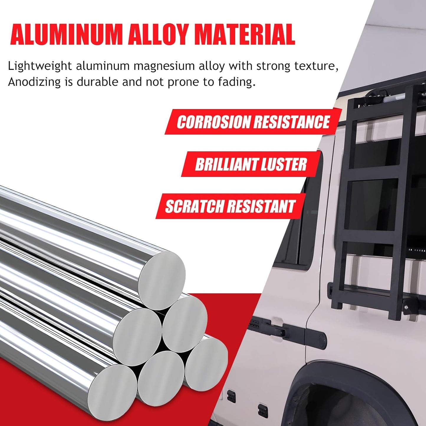 Car Roof Rack Ladder Side Access Ladder Compatible with INEOS Grenadier 2020-2024 Aluminum Alloy Side Window Roof Step Ladder Kit Left Right Universal