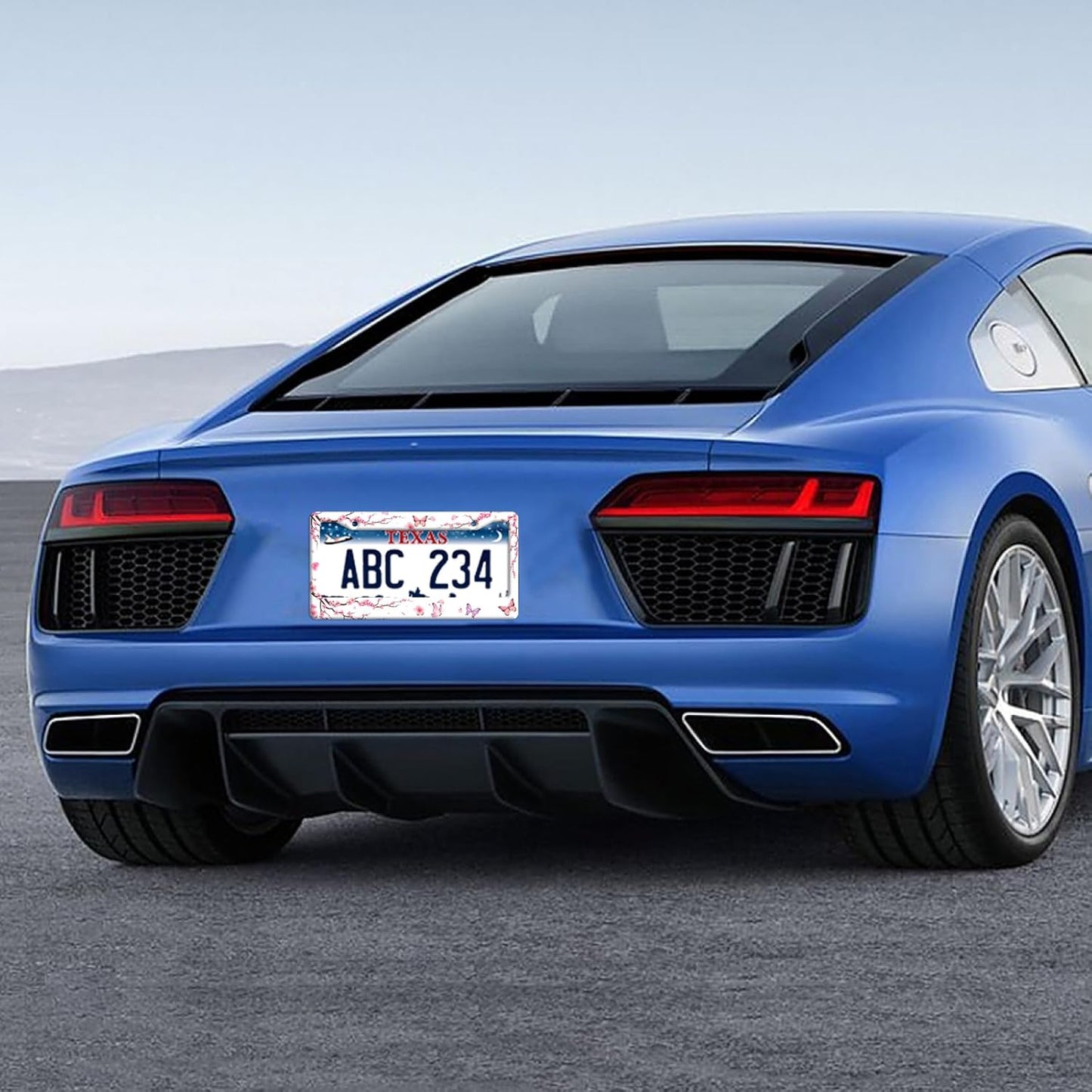 Pink Cherry Blossom Butterfly License Plate Frame Beautiful Flowers License Plate Holder Funny Stainless Steel Accessories Cars Decor With 2 Holes And Screws Fits Standard Us Ca Vehicles 12.2 X 6 Inch