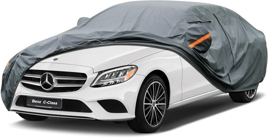 Premium Car Cover Custom Fit Mercedes-Benz C Class C250 C300 C350 C400 C450 C63 AMG, 16 Layers Heavy Duty Car Cover Waterproof All Weather with Zipper Door for Sun Rain Snow Dust Uv Protection