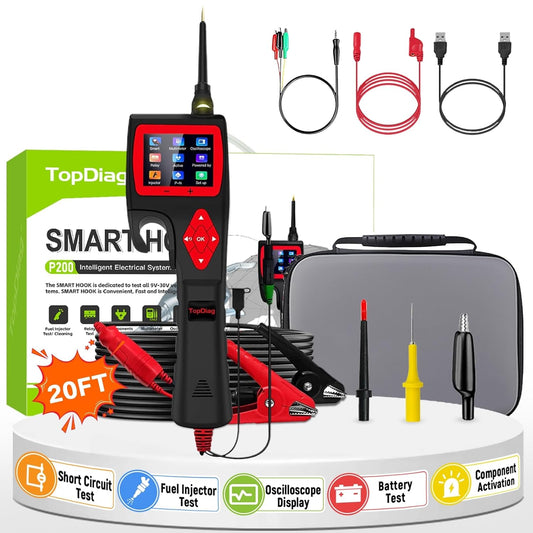 P200 Power Circuit Probe Kit - Automotive Circuit Tester with 2024 Online Update, 9~30V Voltage Range, Multimeter, Relay Test, Fuel Injector Tester, Activating Component, Oscilloscope Mode