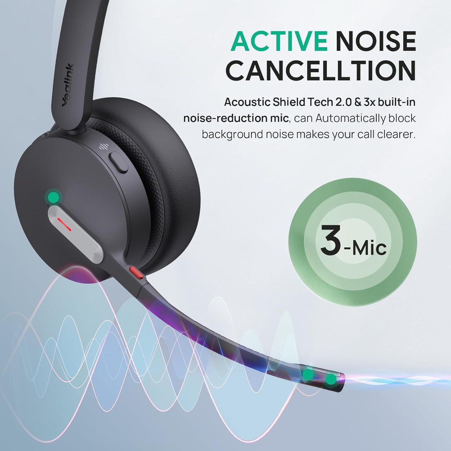 Yealink WH64 DECT & Bluetooth Dual Teams Wireless Headset, 606 ft Range On Ear Work Headphones with 3X Noise Cancelling Mic, 32H Talk Time, Ringer, Office Headsets for Desk IP Phone, PC,Cellphone