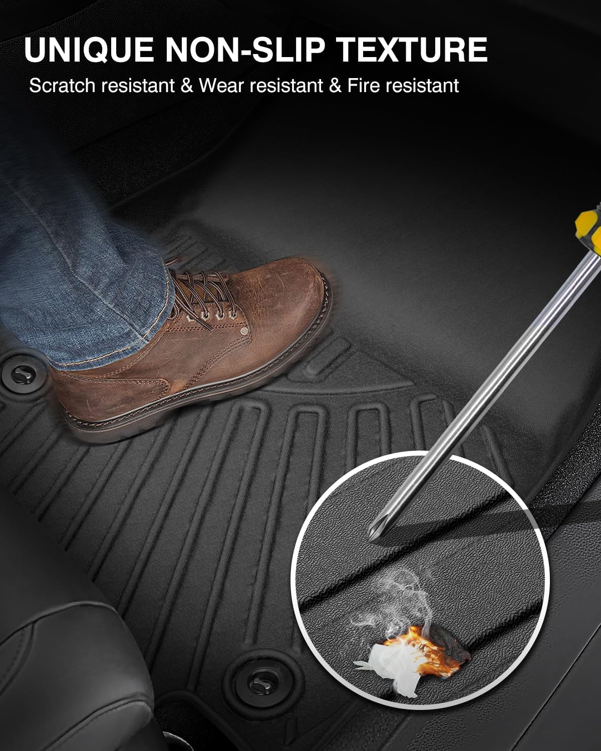 Powerty 3D Floor Mats for 2019-2025 Chevrolet Silverado 1500 & GMC Sierra 1500 - with Rear Underseat Storage Box Accessories