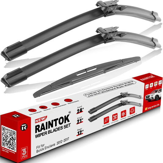 Windshield Wiper Blades Replacement for Buick Enclave 2012 2013 2014 2015 2016 2017 Original Factory Quality Front Rear Wipers Blade Set for My Car - 24" 21" 12" (Pack of 3)