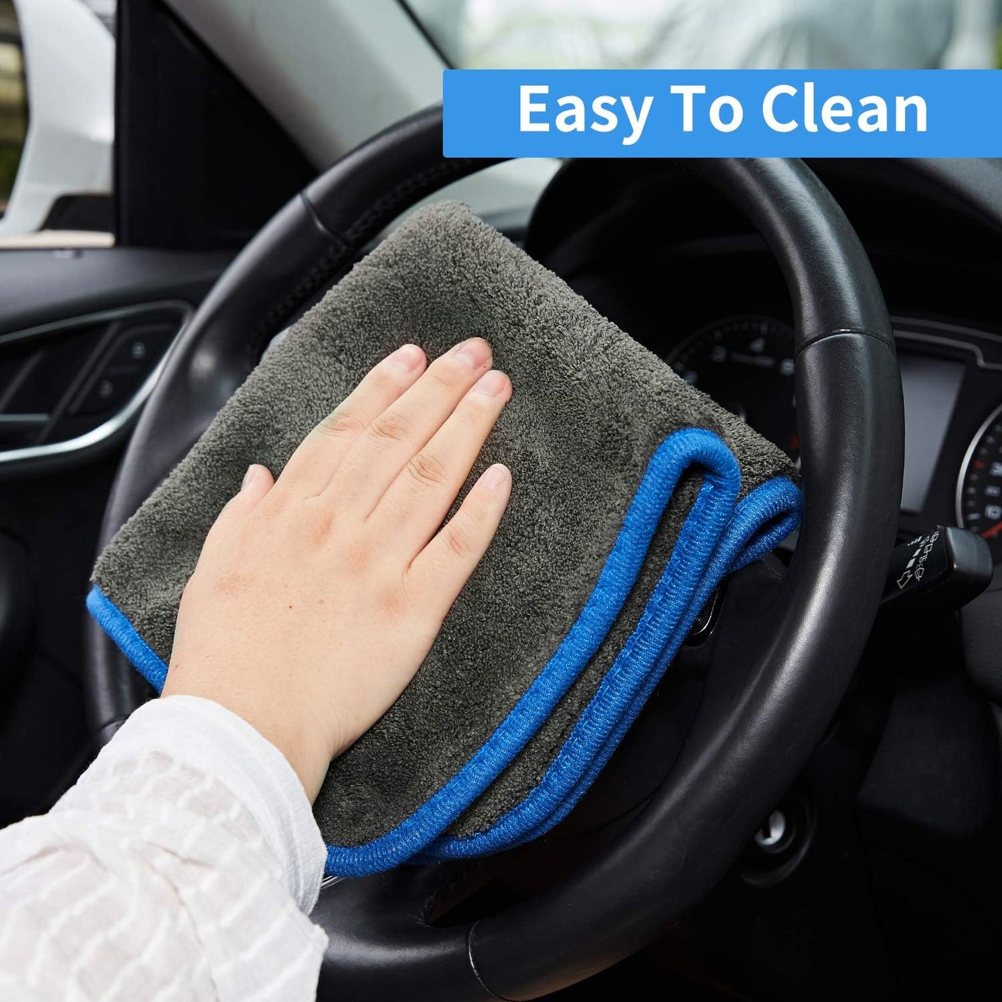 Car Wash Brush with Long Handle, Microfiber Towels Car Wash Kit Cleaning Supplies, Car Wash Mop Mitt with 2 Replacement Head , Extension Pole Car Brush Cleaning Kit for Cars Trucks