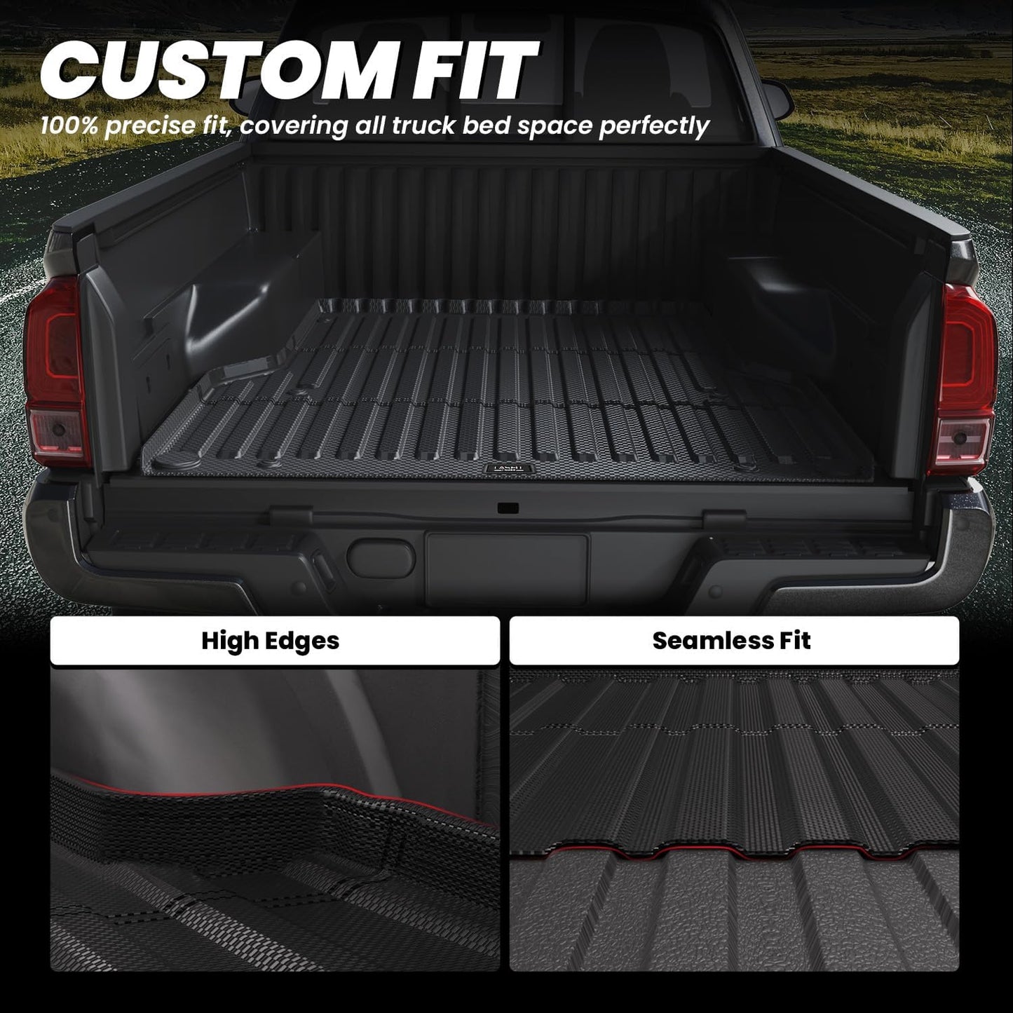 LASFIT Bed Mat for Toyota Tacoma (5FT,61.3'' Bed) 2023 2022 2021 2020 2019-2005 Truck Bed 5 ft, All Weather TPE Car Bed Liner for Toyota Tacoma Accessories Truck Mat &Cargo Liner, Black