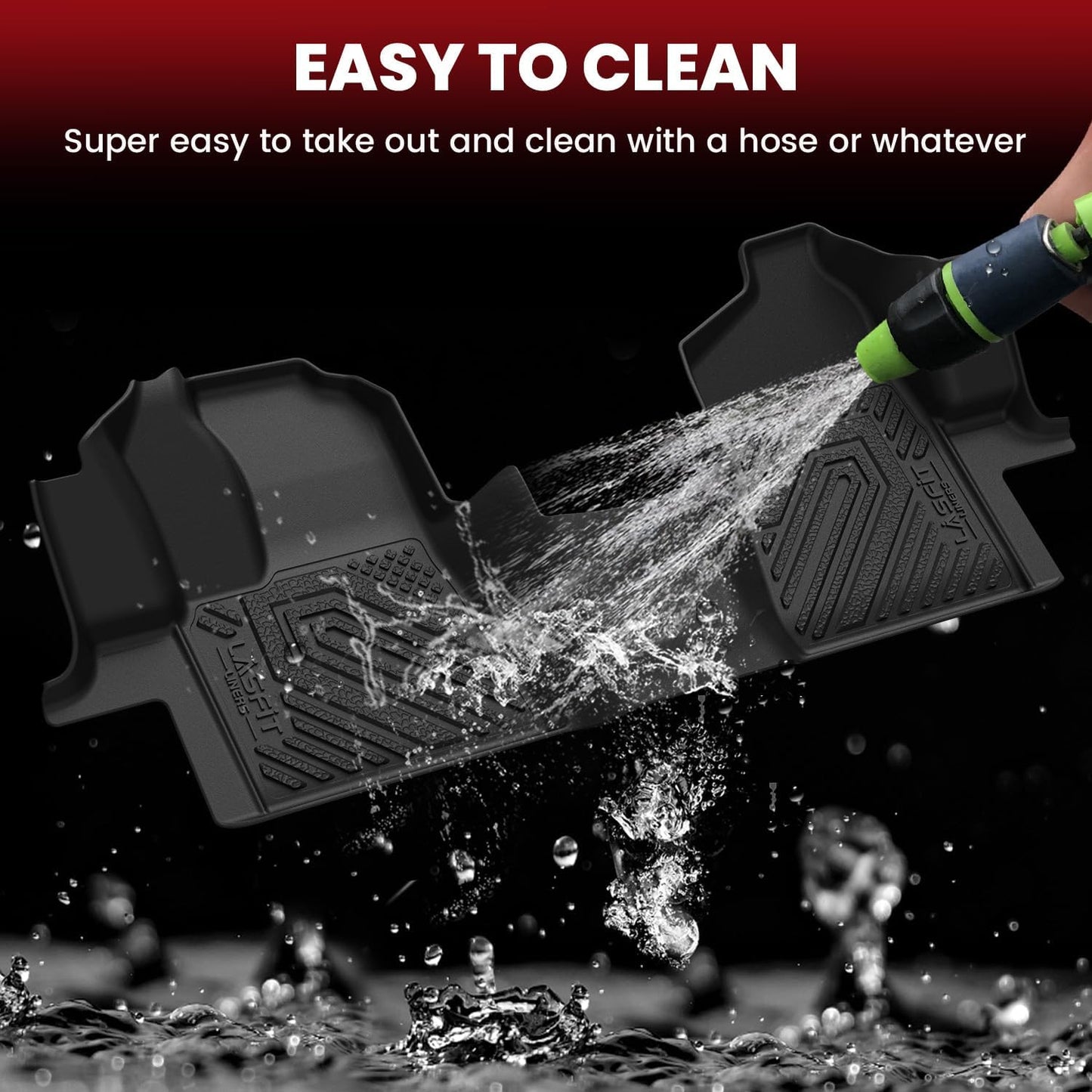 LASFIT Front Floor Mat for 2015-2021 Ford Transit 150/250/350/350HD with Vinyl Floor(Not Fit for Transit Connect) All Weather Protector TPE Car Floor Liner for Transit Vans, 1st Row Only, Black