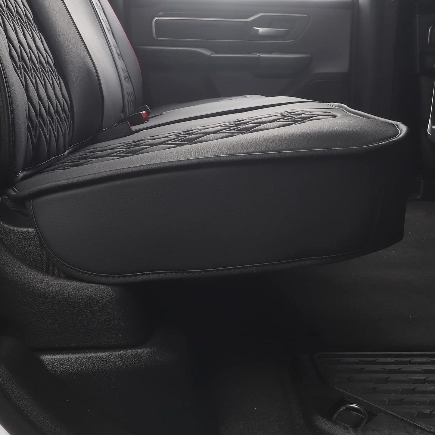 JOJOBAY Car Seat Covers for Dodge Ram,Fit 2009-2025 1500/2500/3500 HD Pick-up Truck,Crew,Regular,Quad,Mega Cab,Waterproof Synthetic Leather Seat Covers (Rear Seat Cover,BlackRed)