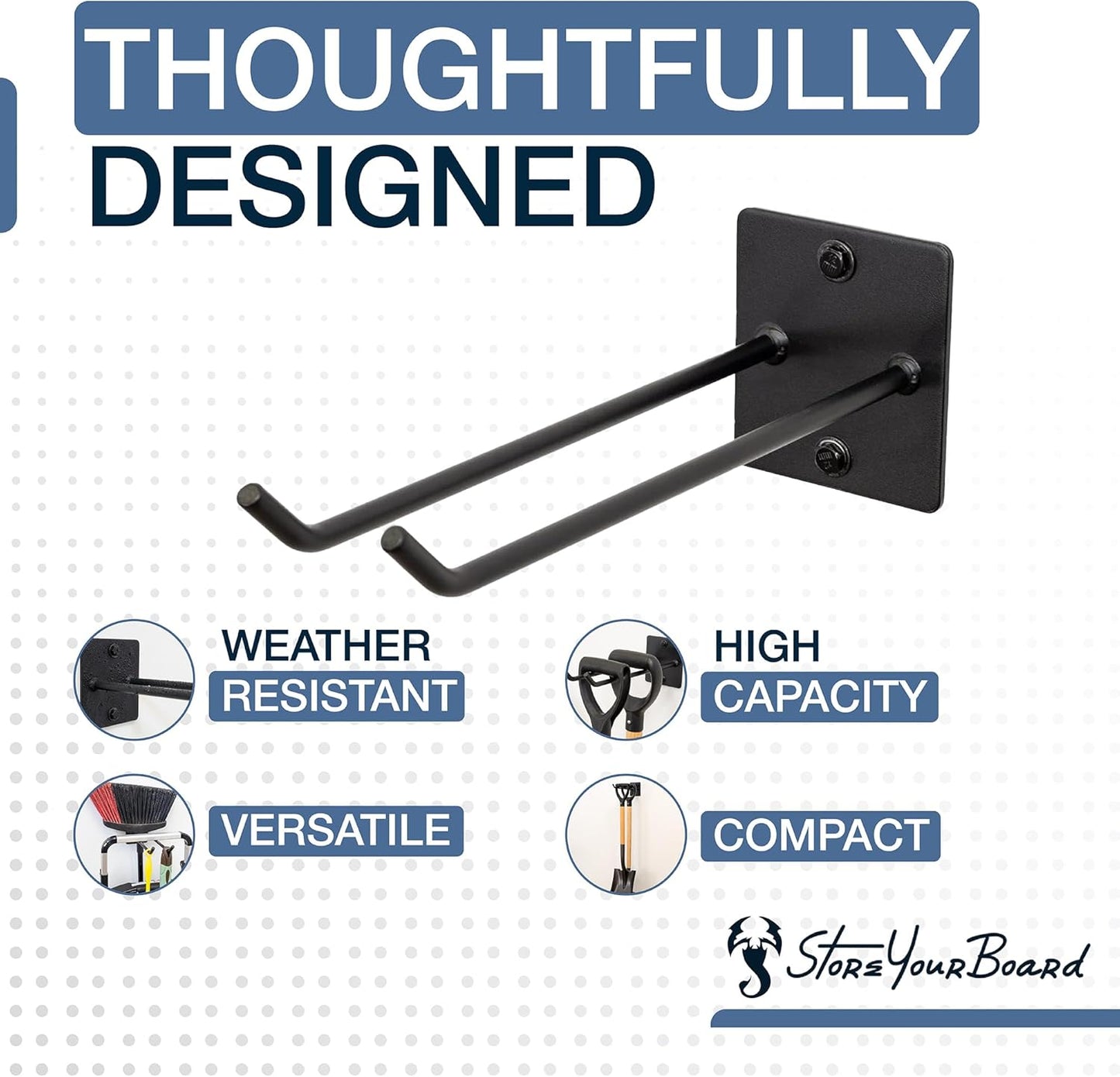 StoreYourBoard Tool Max Single Storage Rack, Wall Mount Home and Garage Hook, Steel Gear Organizer and Hanger