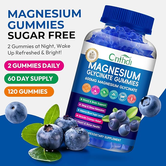 Magnesium Glycinate Gummies 600mg, Sugar Free Chewable Magnesium Gummies for Adults & Kids Relaxation, Bone Health, Stress Relief, Night Rest, No Melatonin, Gluten Free, Non GMO, Pectin, 240 Count