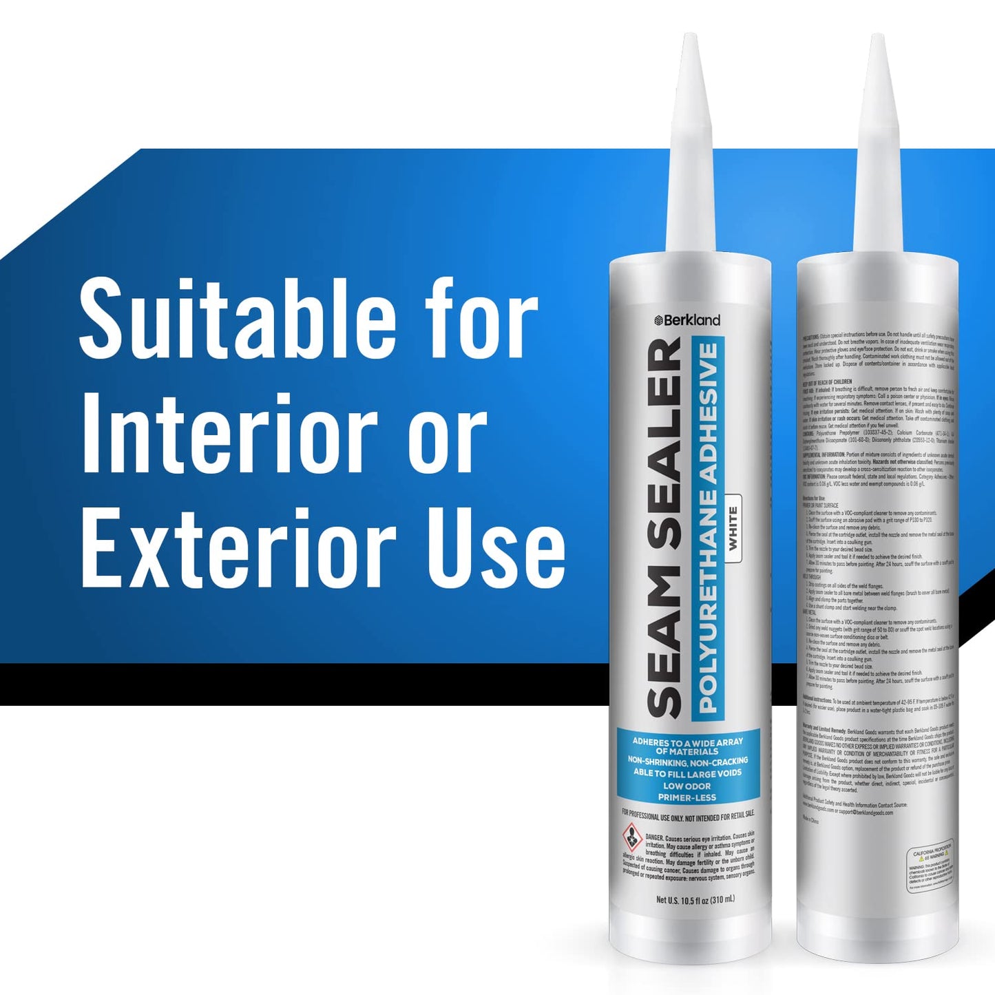 [2 Pack] Polyurethane Seam Sealer Automotive Compound Kit - Durable & Flexible Auto Body Filler - Seam & Joint Compound for Bare or Painted Surfaces - Automotive Seam Sealer White - RV Roof Sealant