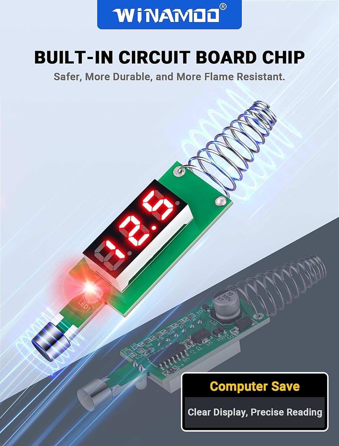 Upgrade Automotive Test Light with 3-80V LED Digital Voltage Display, Auto Circuit Tester with Voltmeter & Extra Probe, Electric Test Pen w/Dual Color Polarity Indicate for Car Fuse DIY Testing