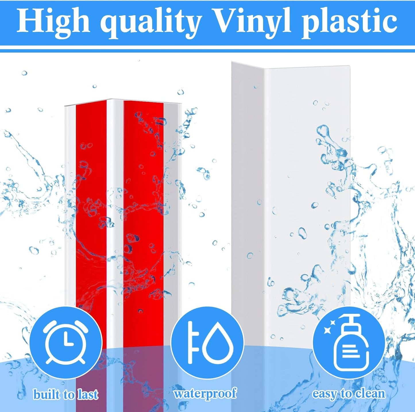 Sasylvia 20 Pcs Wall Corner Protector Guards, 1-1/8 x 48 Inches Self Adhesive Vinyl Corner Trim Molding, Avoid Scratching Scuffs, Ease Install & Cleaning for Door Countertop Furniture Protection