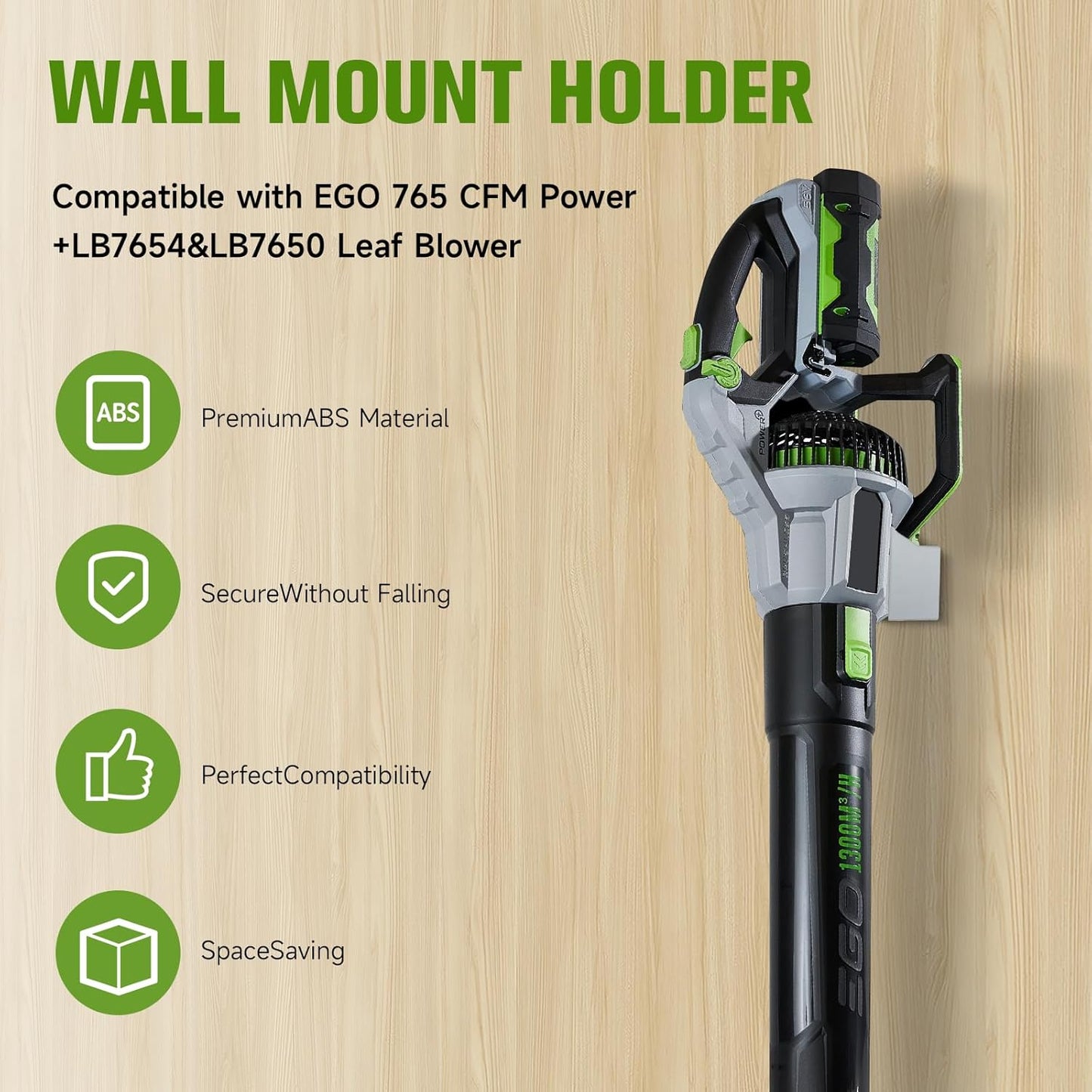Leaf Blower Wall Mount Holder Compatible with EGO 765 CFM Power+ LB7654 & LB7650 Leaf Blower, Wall Mount Holder Bracket for Leaf Blower Storage