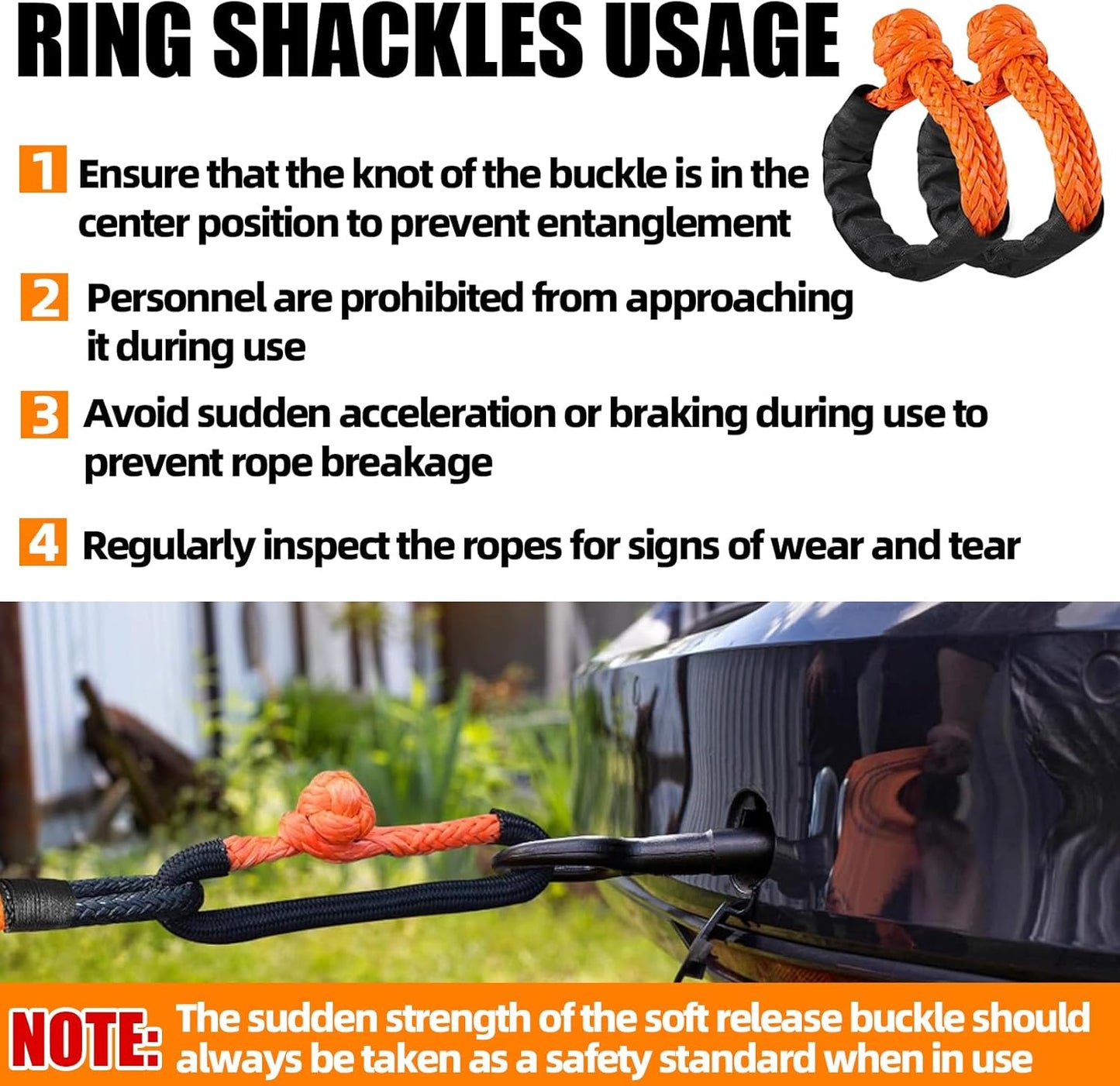 MITZONE Recovery Tow Strap,Heavy Duty Tow Strap Recovery Kit,Car Vehicle Heavy Duty Recovery Rope 30864 lbs for Diesel Trucks,SUV, ATV,Backhoe, Excavators,Ring Shackles,Storage Bag