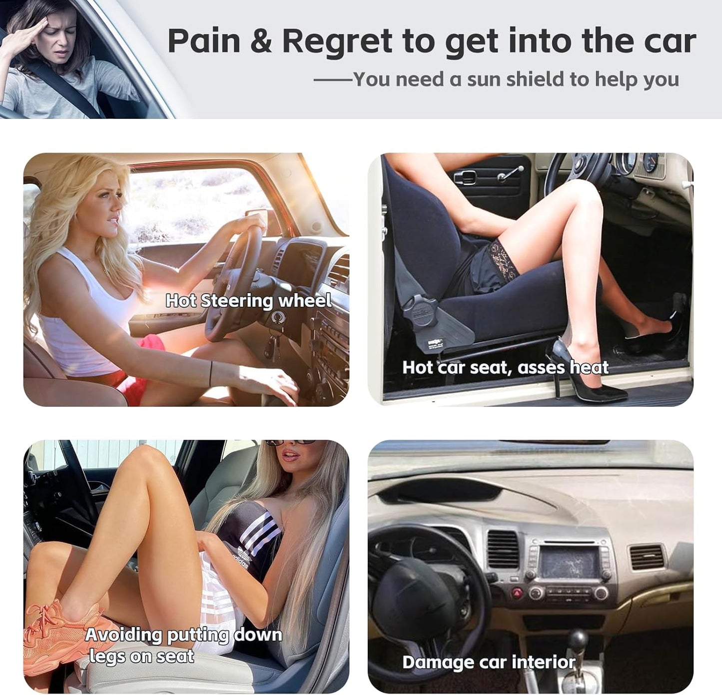 Sun Shade Sunshade for Jeep Compass Windshield Cover, 4-Layer Front Window Shade Custom fit Compass 2017-2024 2025 Sun Visor 240T Retractable Shield Shade Blocks UV Rays Cooler Car Accessories