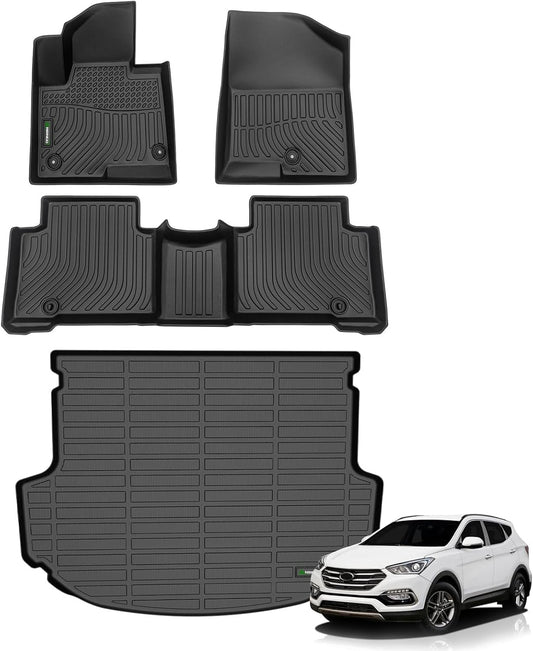 ANBINGO®Floor Mats Fit for Hyundai Santa Fe Sport 2013-2018 (Only 5 Seater) All Weather Car Mats Rug for Hyundai Santa Fe Sport TPE Rug Mat for Santa Fe Sport Rubber Trunk Liner for Santa Fe Sport
