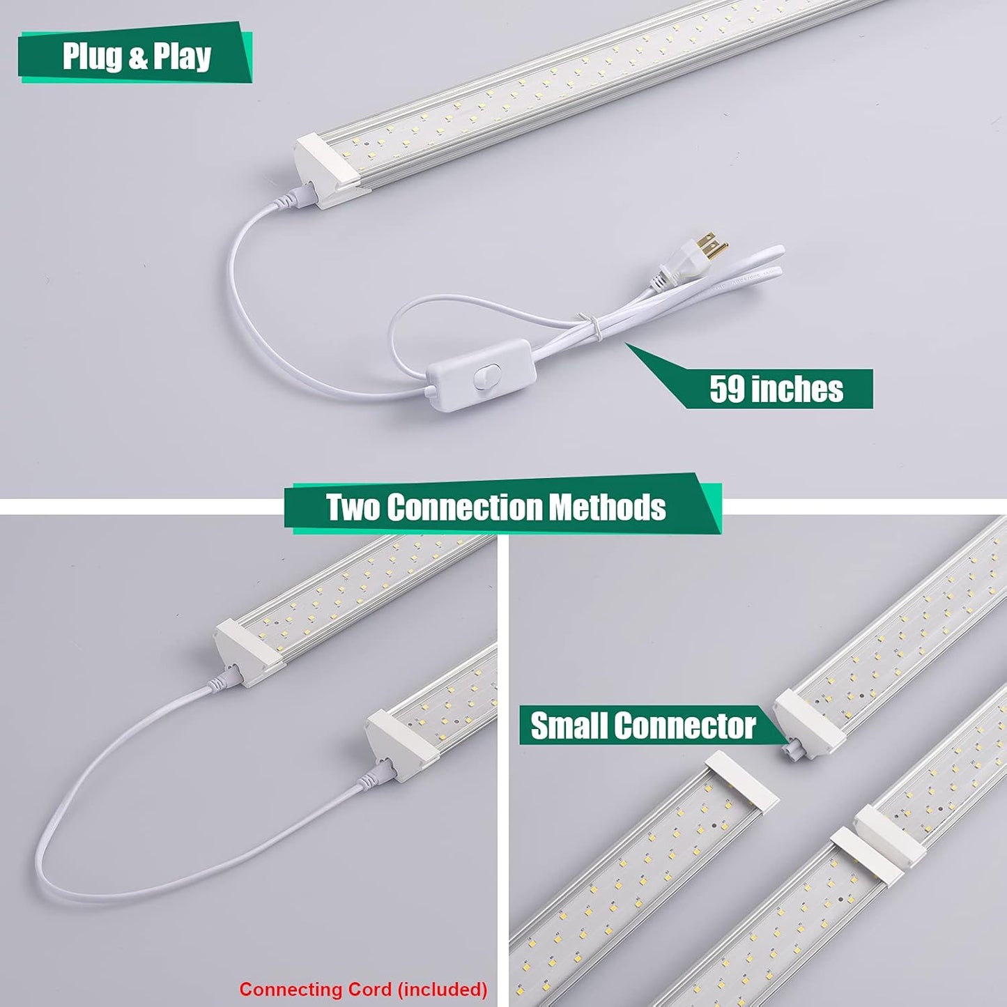 6 Pack LED Shop Light 2FT 30W, 4350LM 5000K Utility Garage Lights, Linkable Daylight White Ceiling Light Fixture, LED Tube Light, Under Cabinet Light